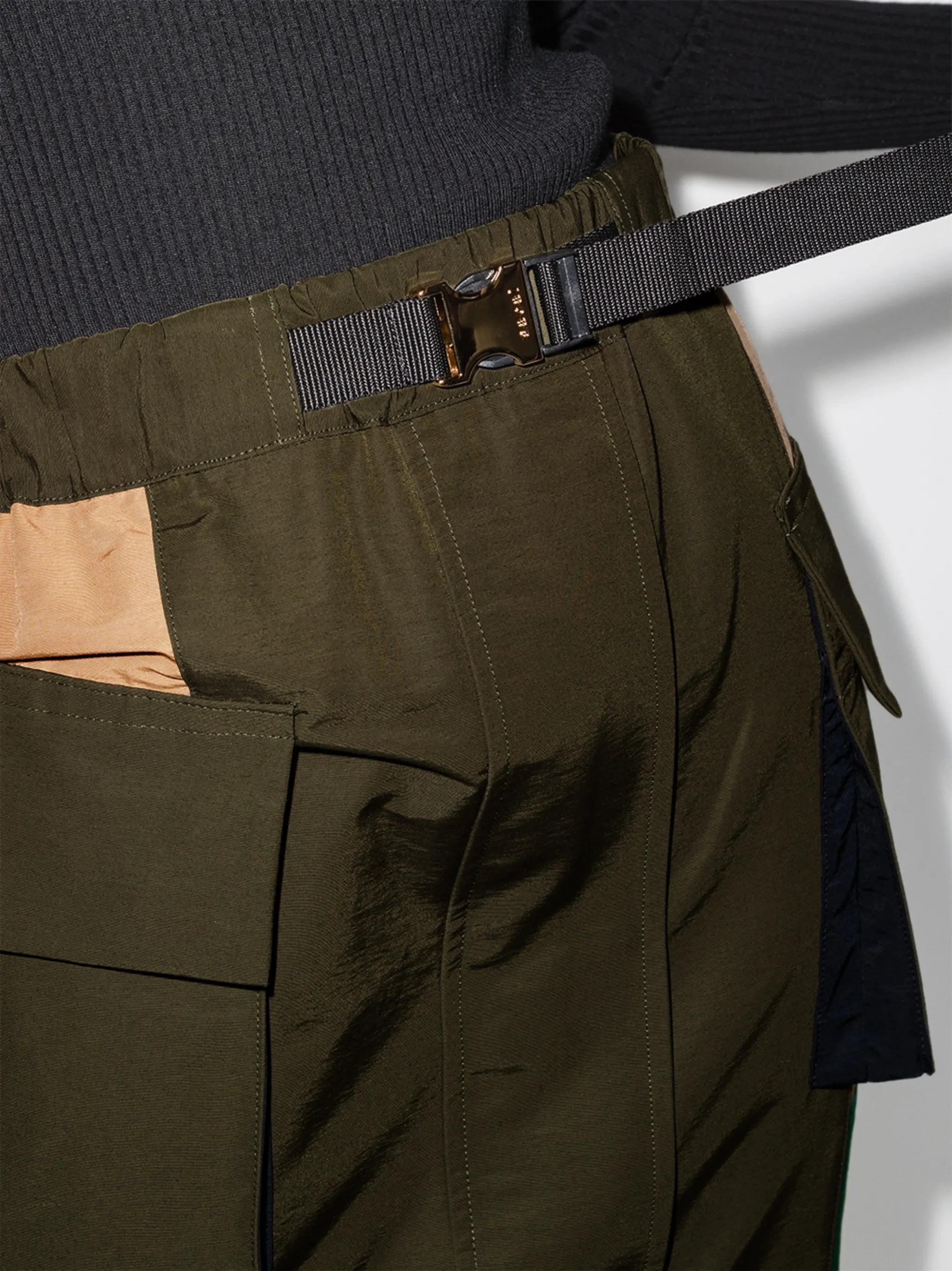 panelled zipped high-waisted skirt