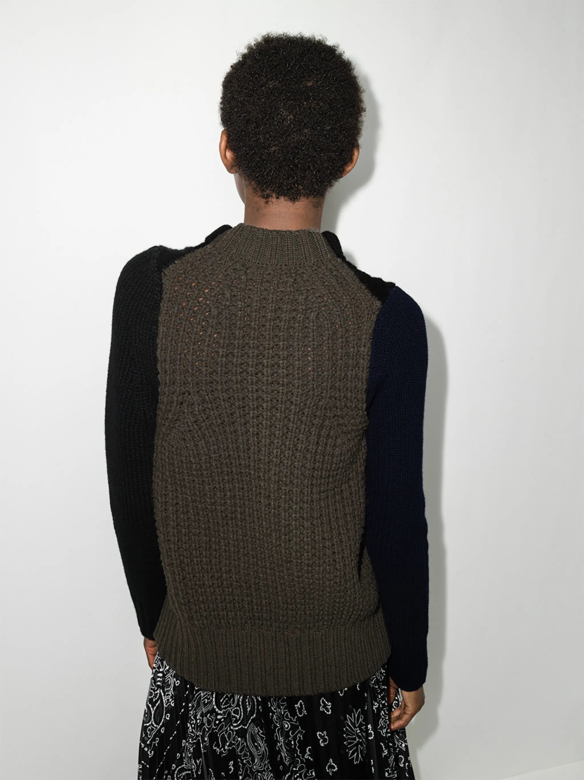 two-tone crew neck jumper