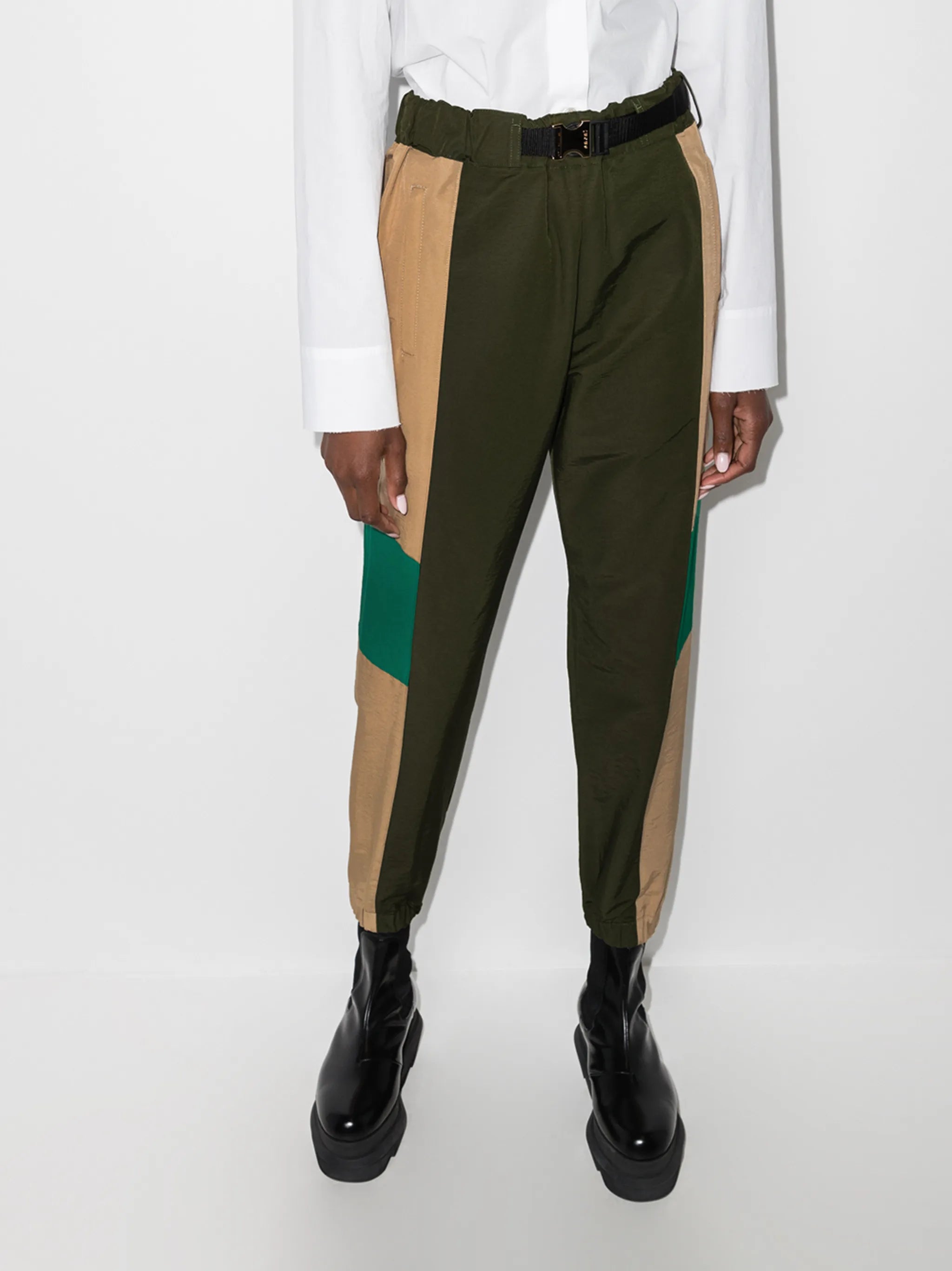 panelled tapered trousers
