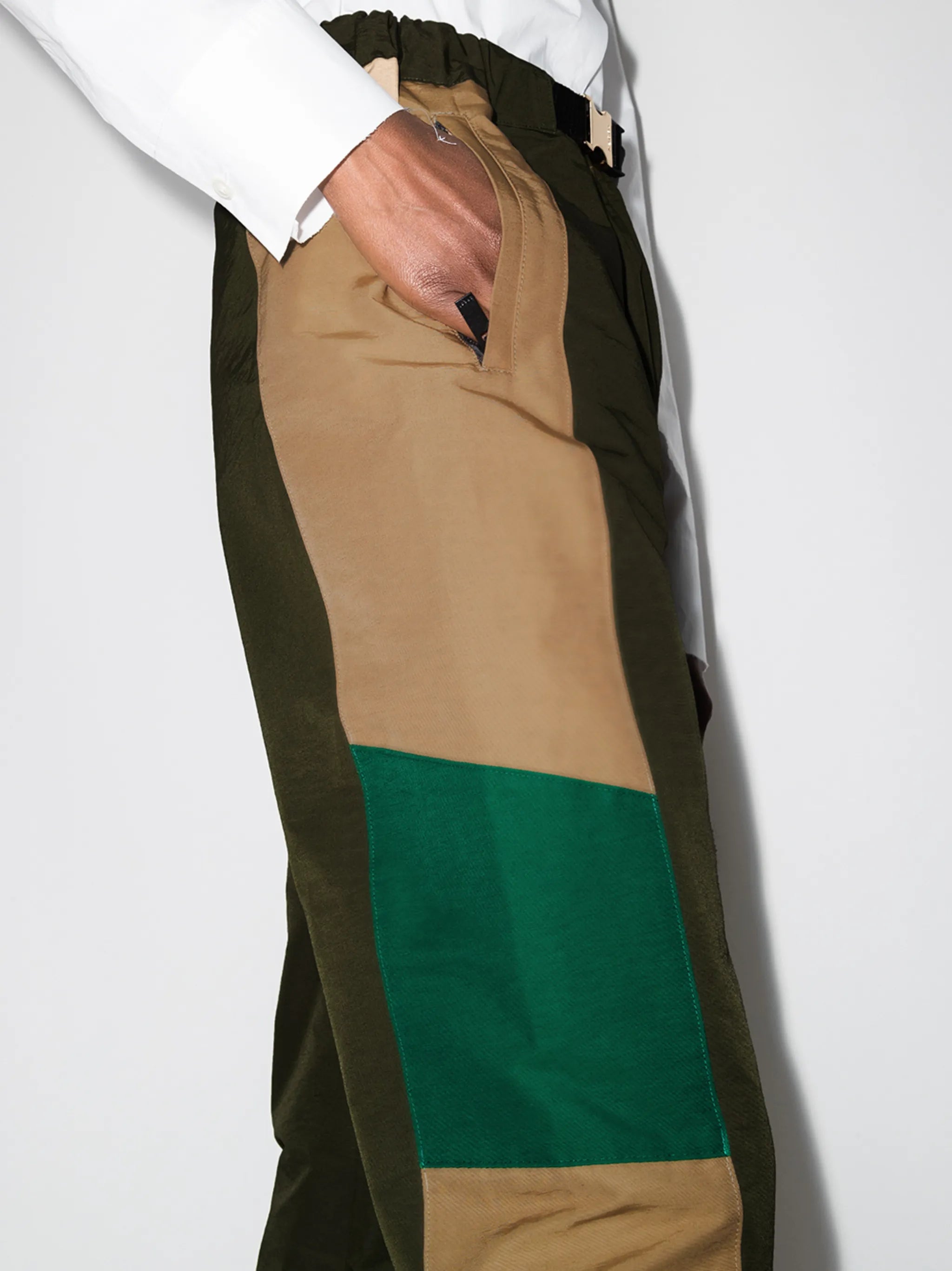 panelled tapered trousers