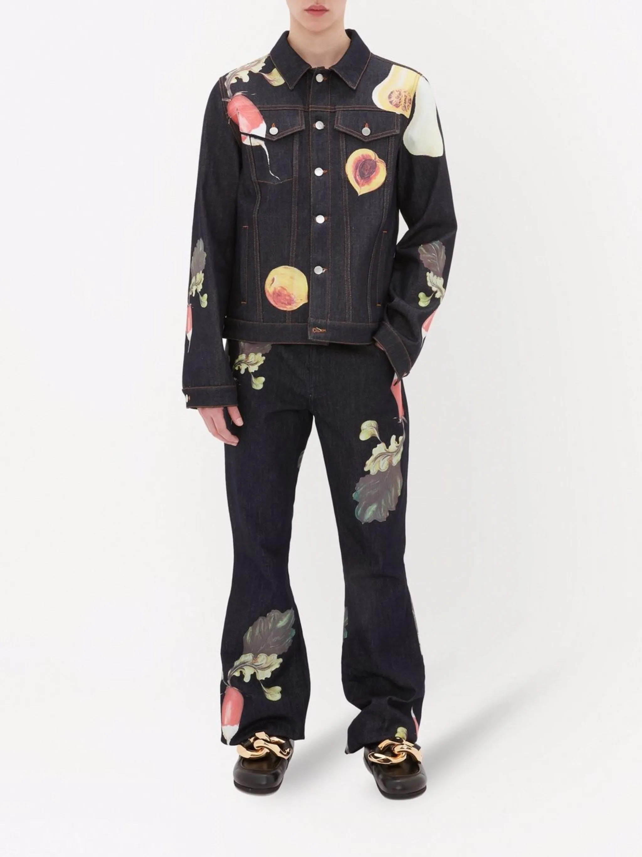 Veggie-print denim jacket