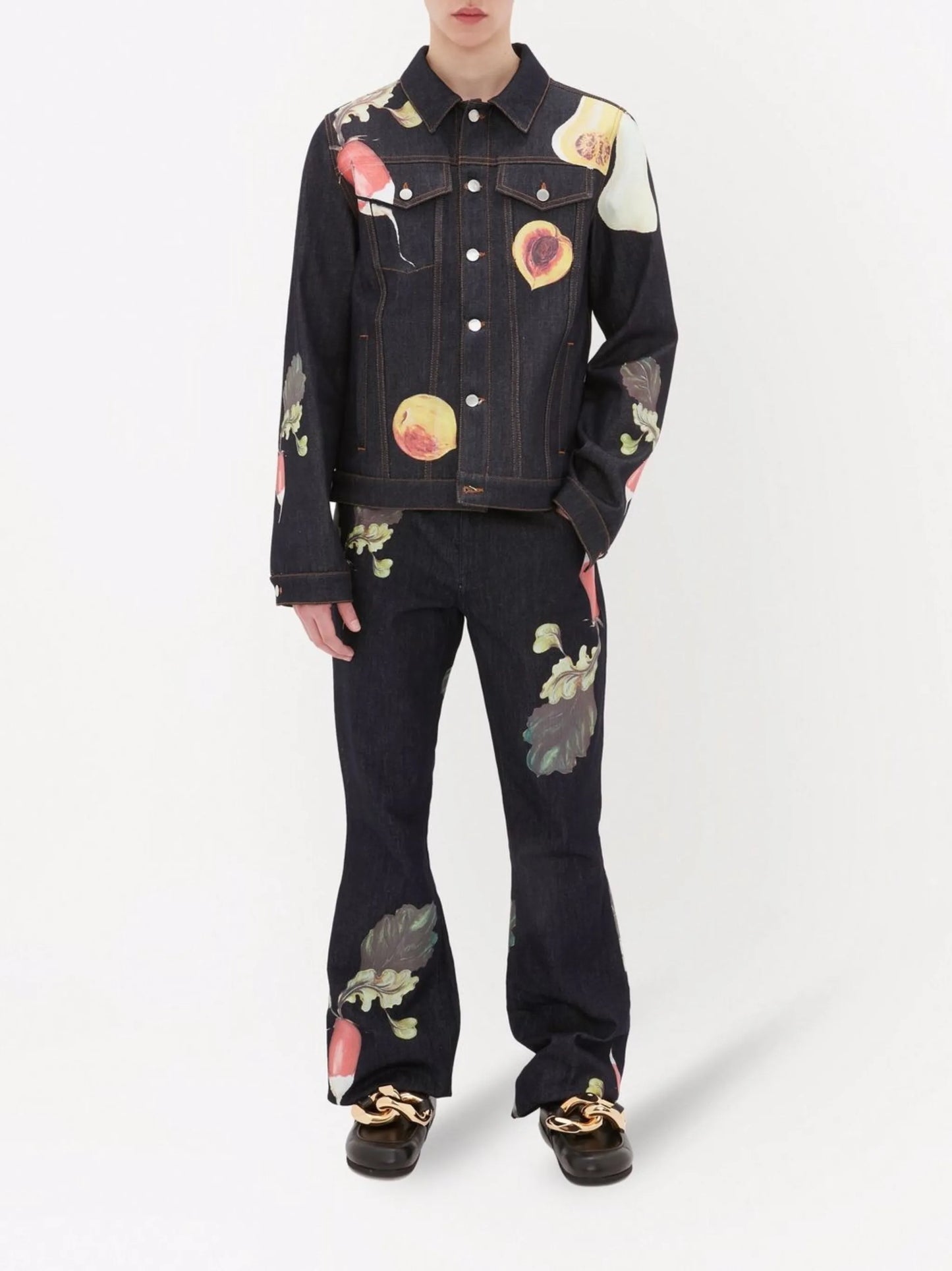 Veggie-print denim jacket