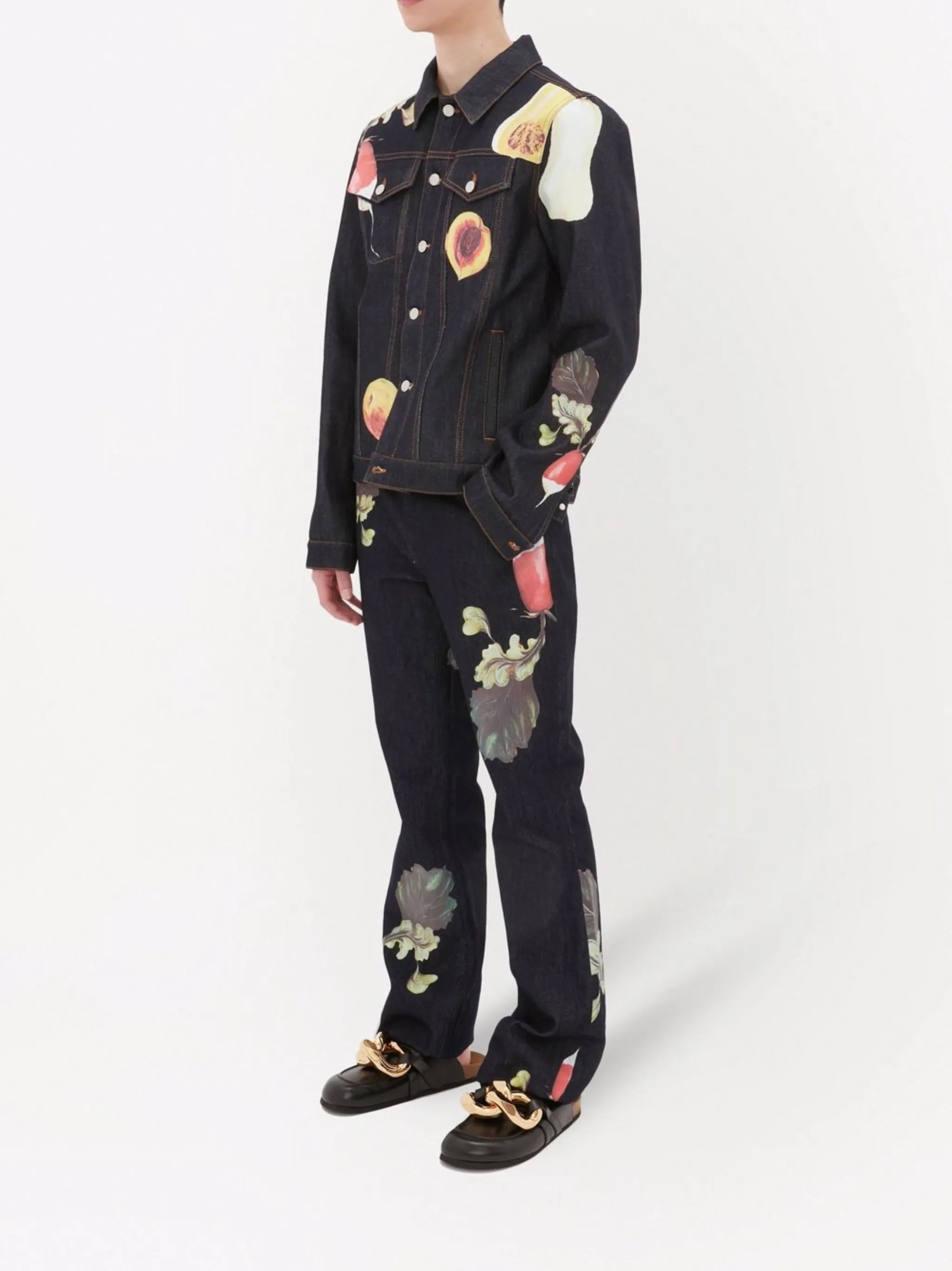 Veggie-print denim jacket