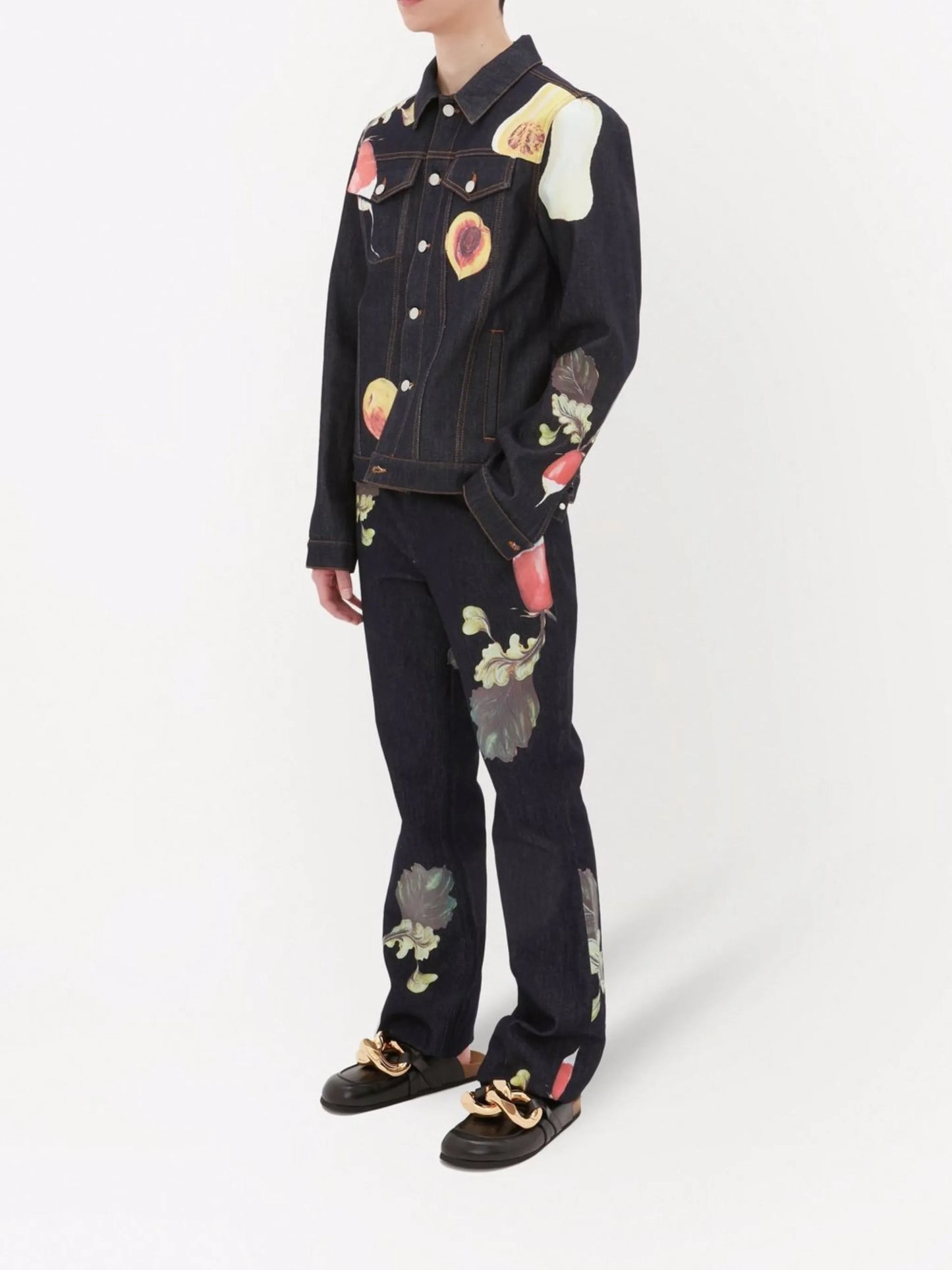 Veggie-print denim jacket