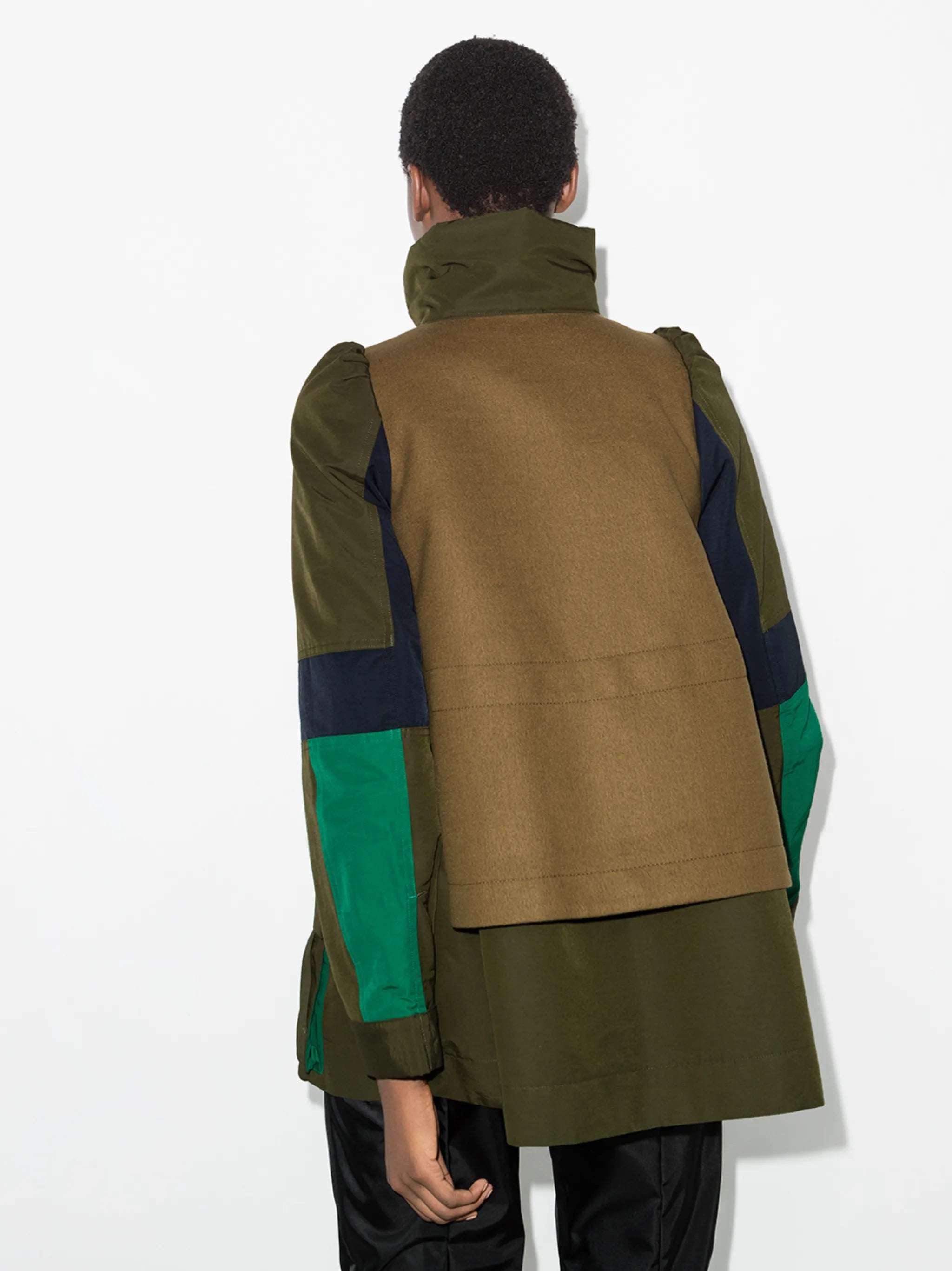 layered belted parka coat