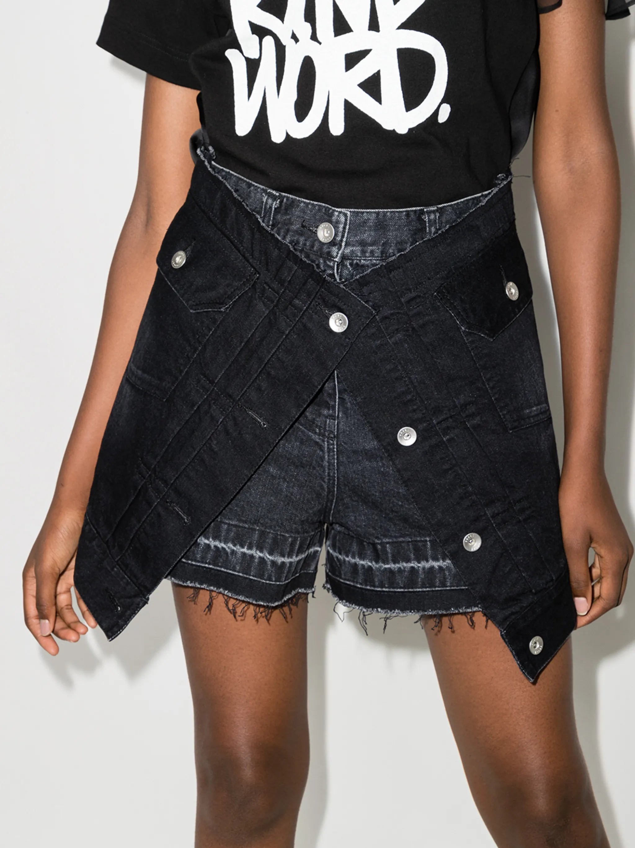 layered denim skort