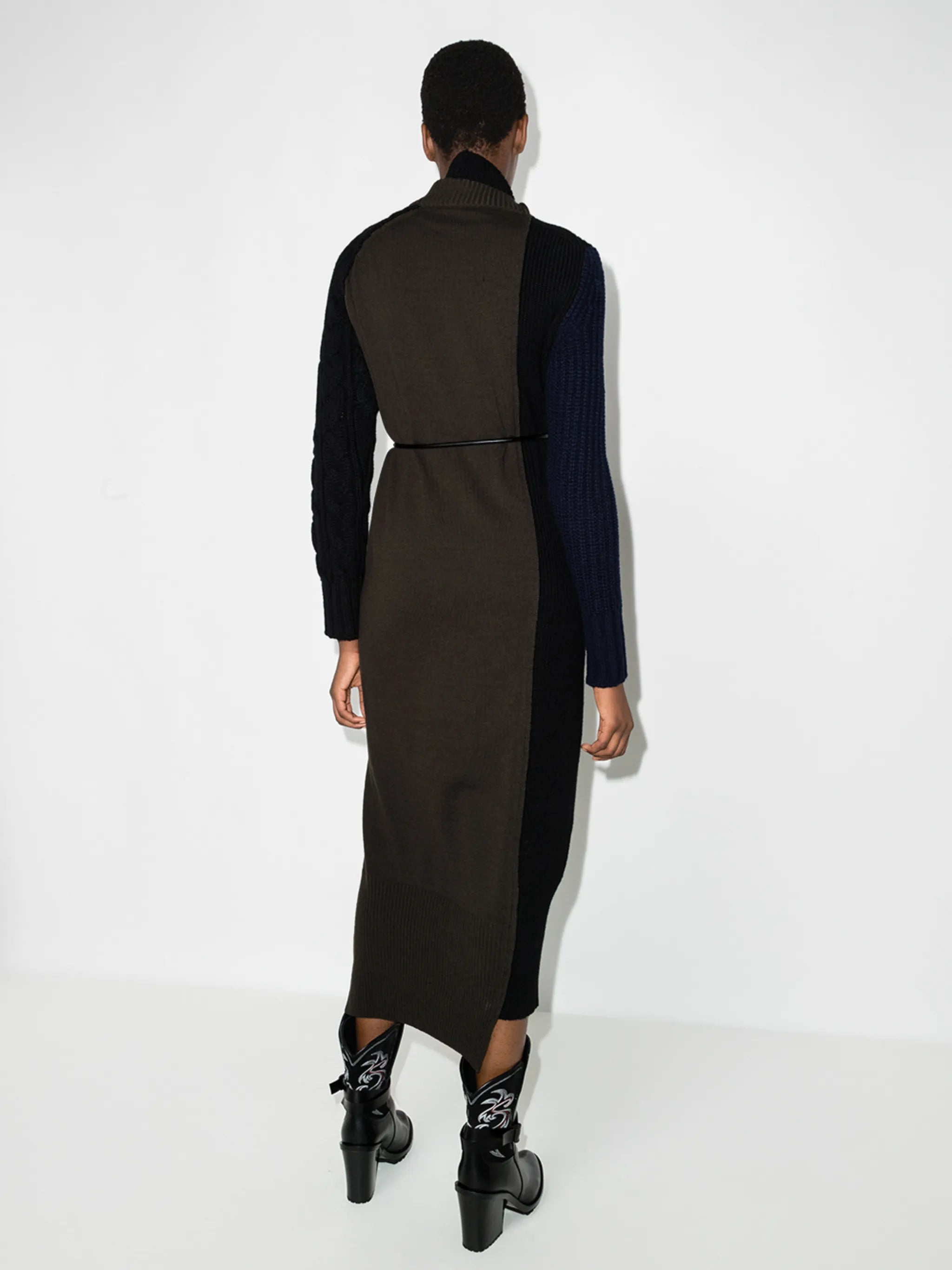 panelled high-neck knitted dress