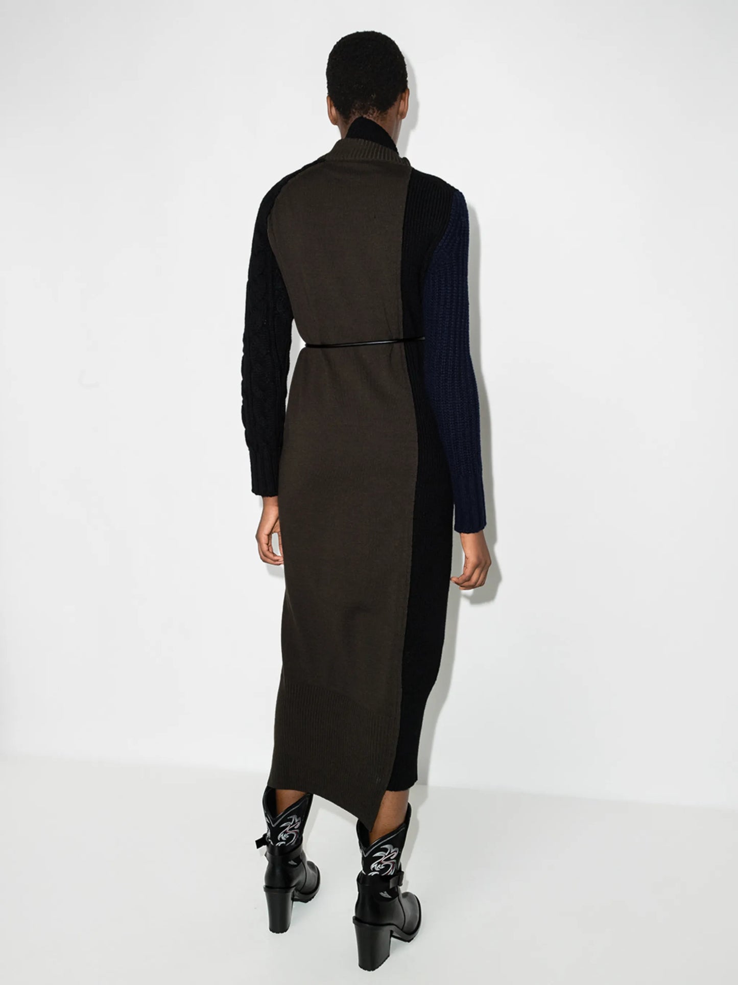 panelled high-neck knitted dress
