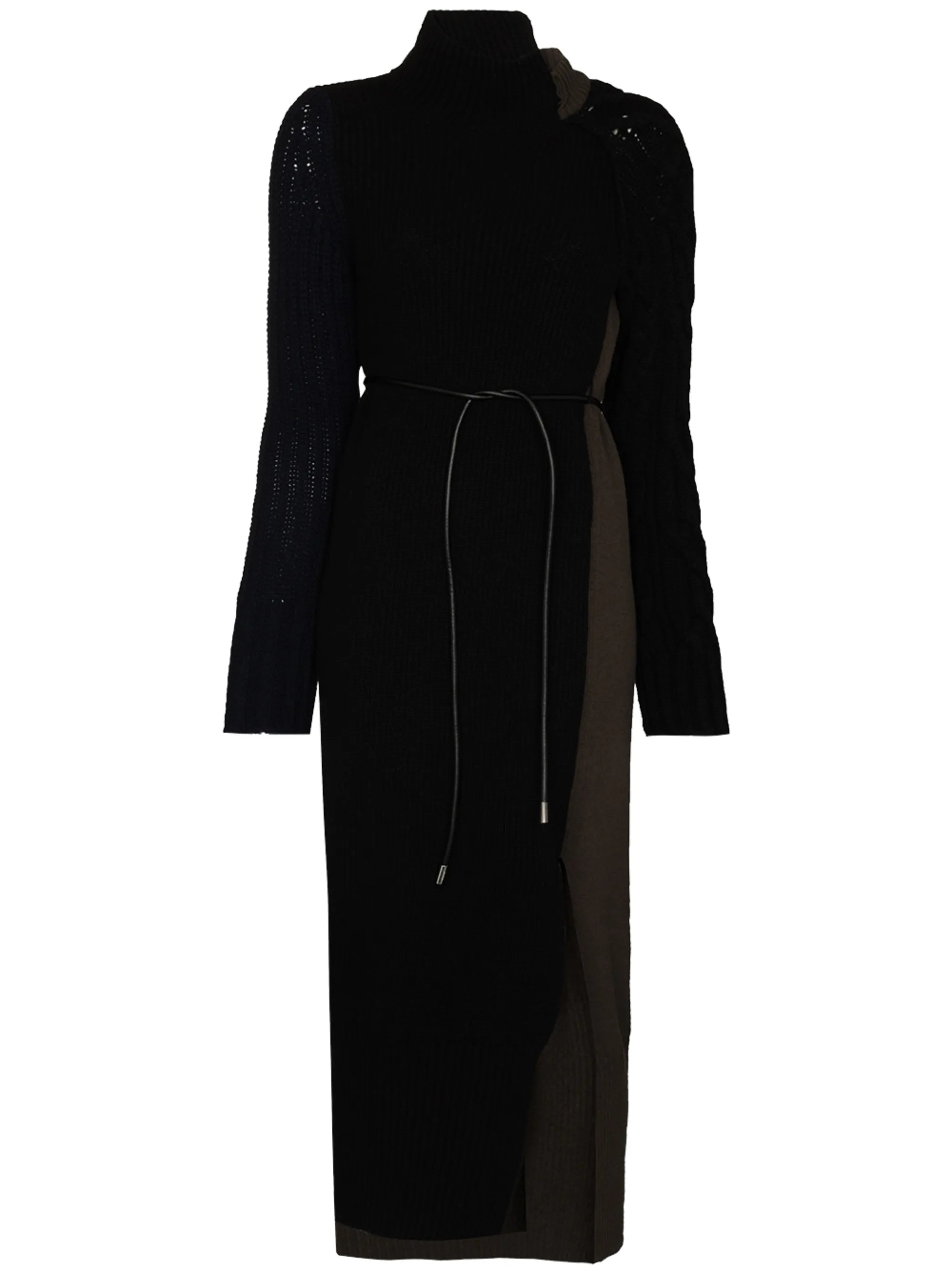 panelled high-neck knitted dress