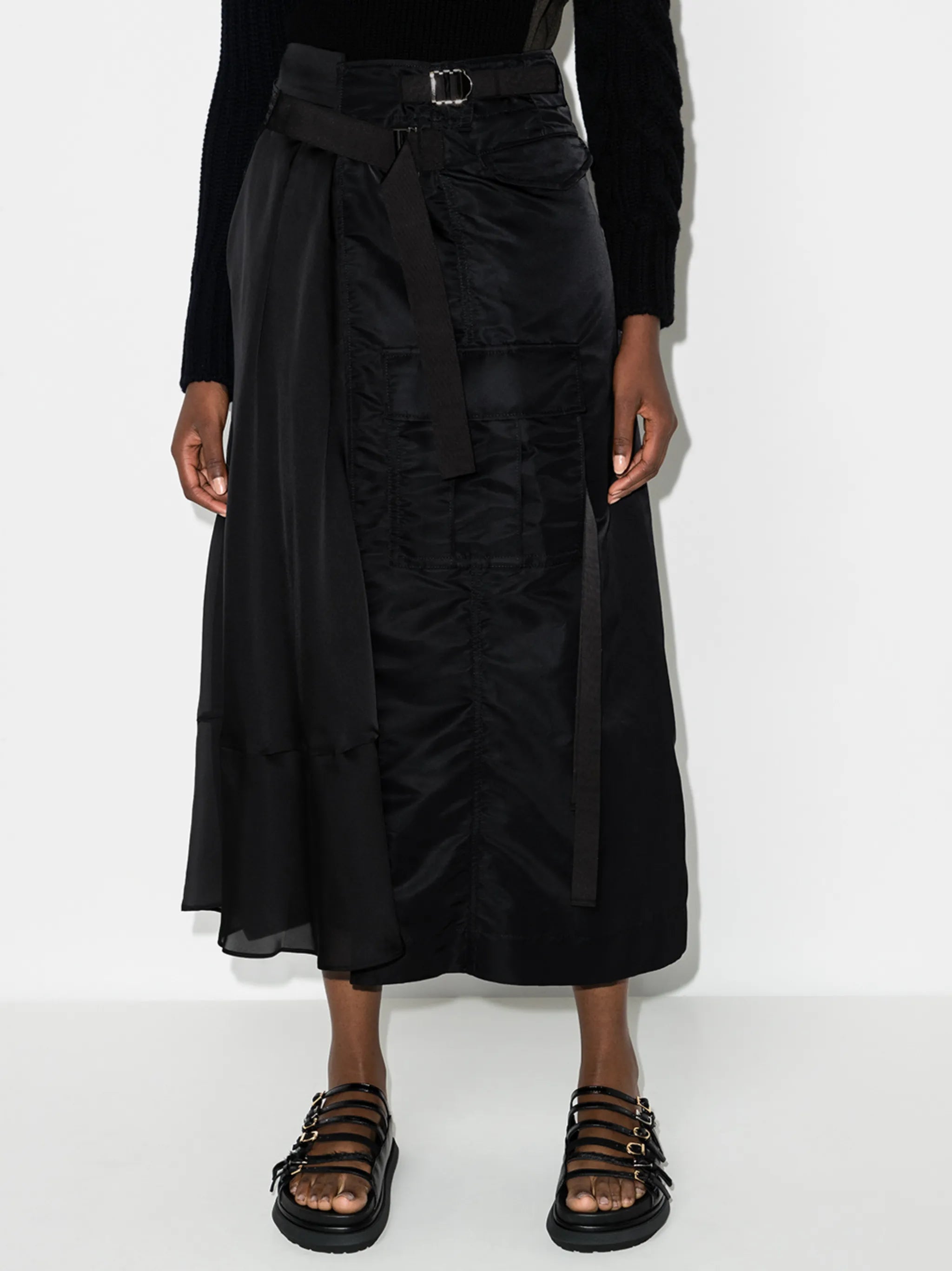 panelled wrap maxi skirt