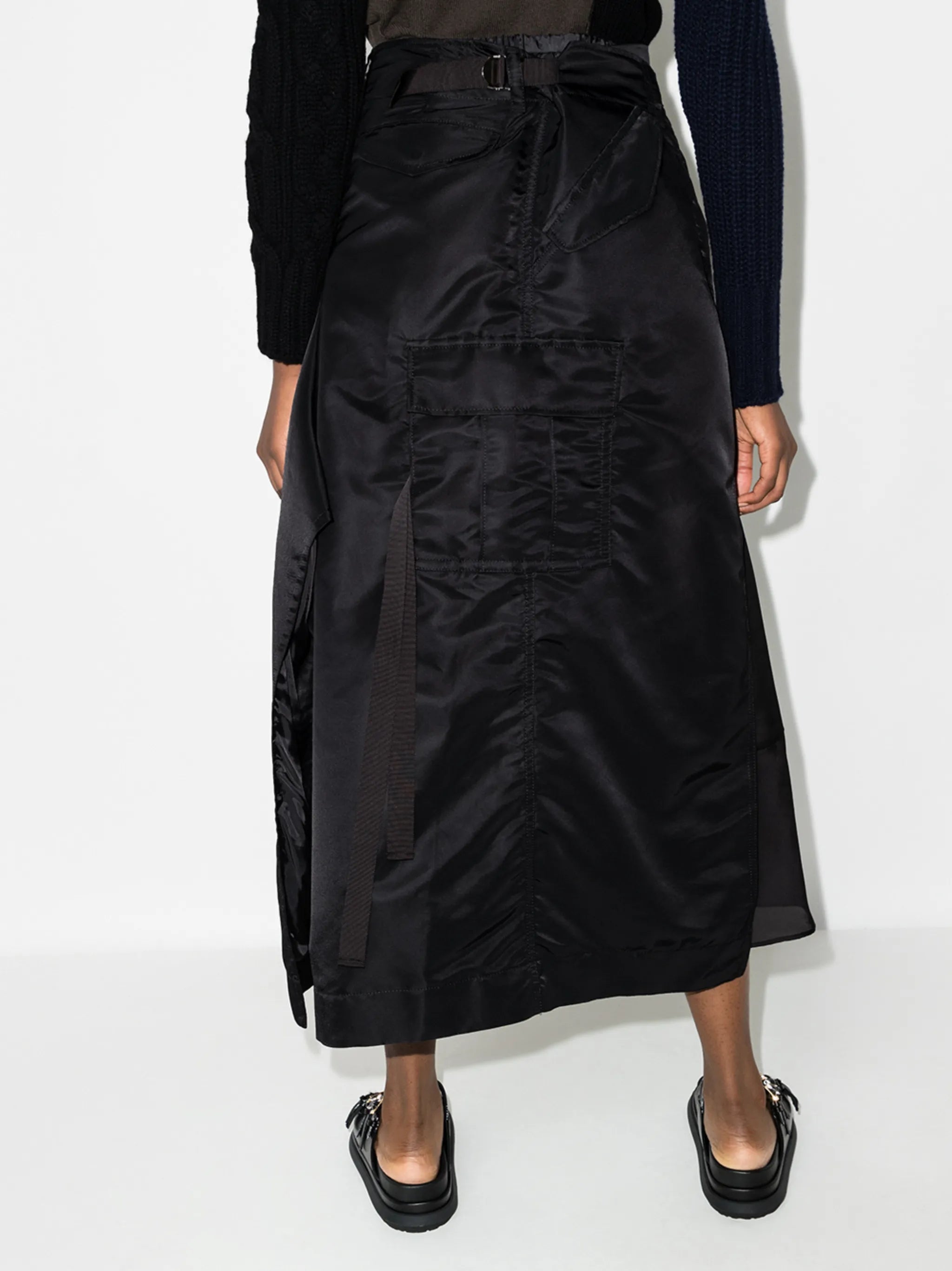 panelled wrap maxi skirt