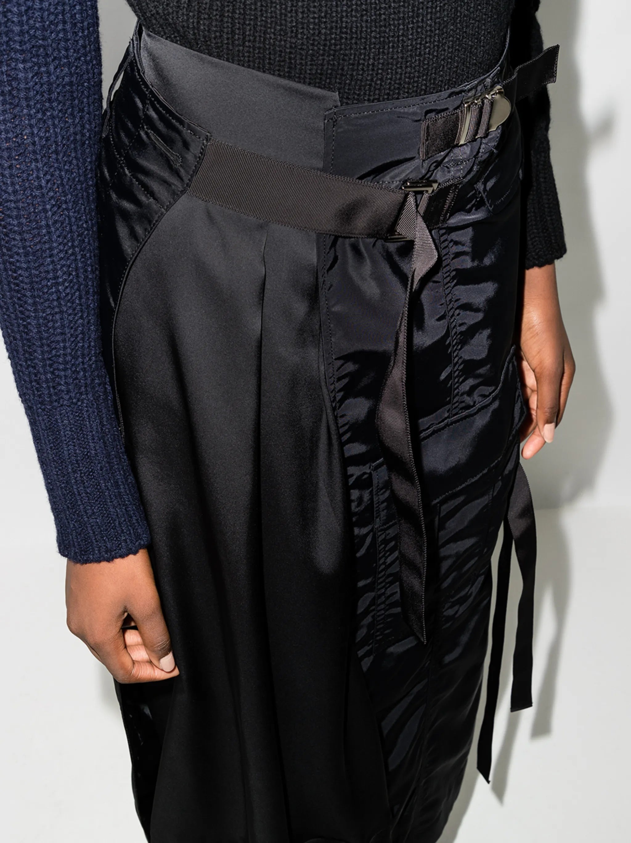 panelled wrap maxi skirt
