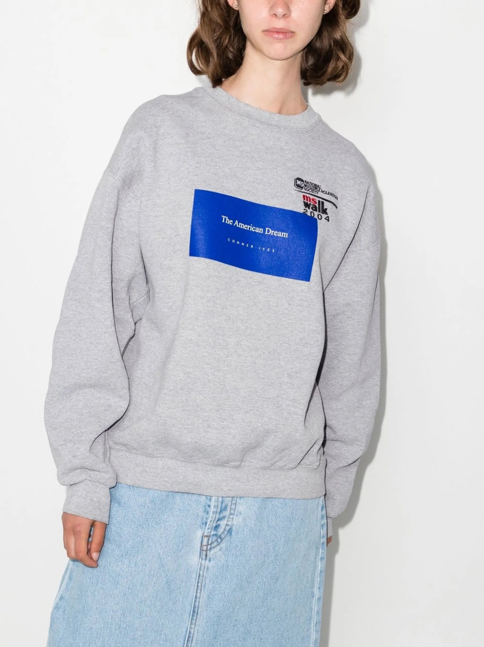 motif-print crew neck sweatshirt