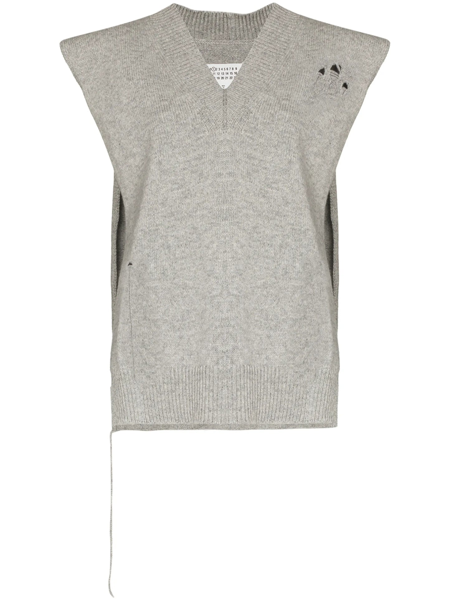 ripped V-neck knitted vest