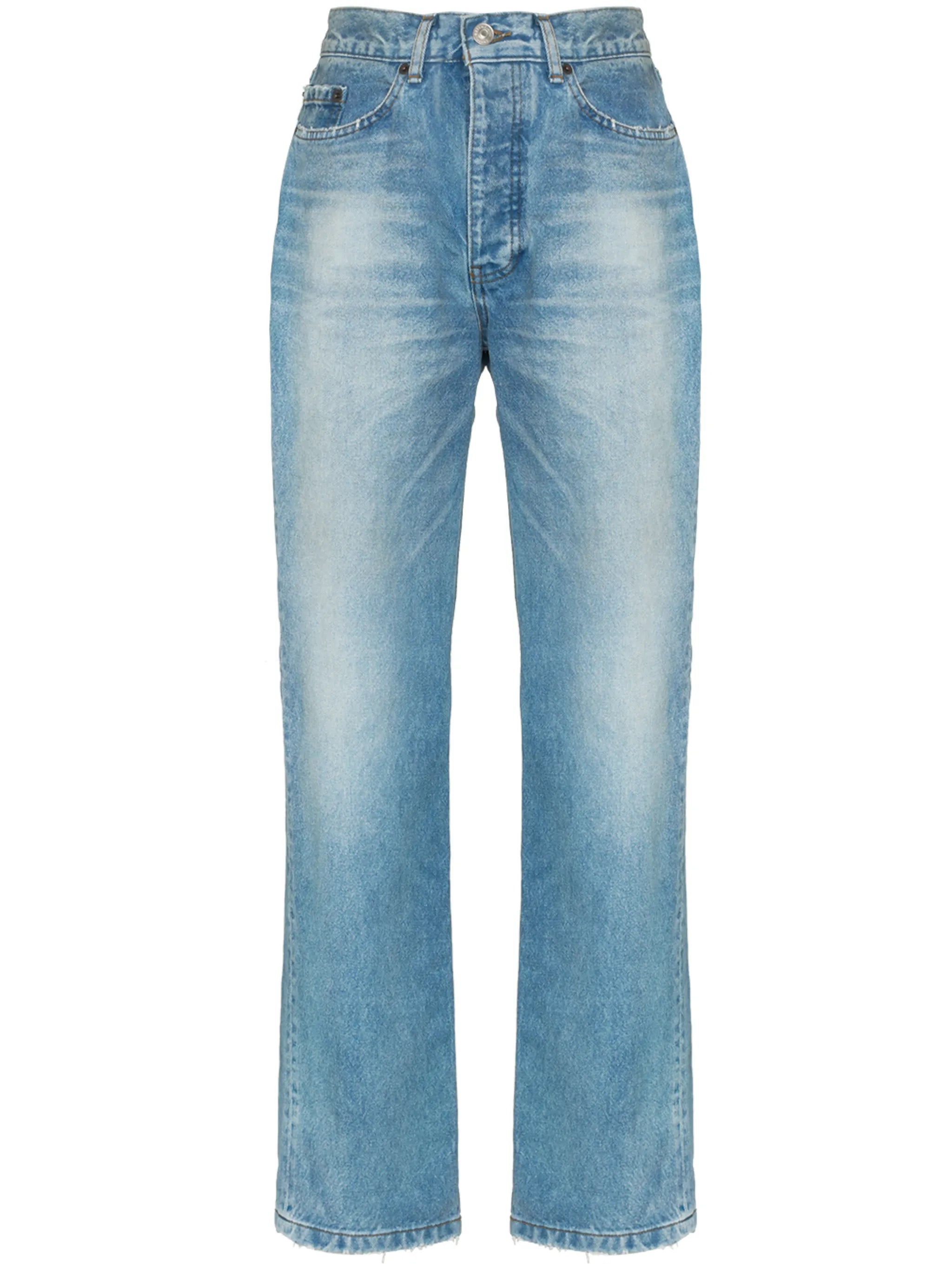 ripped straight-leg jeans