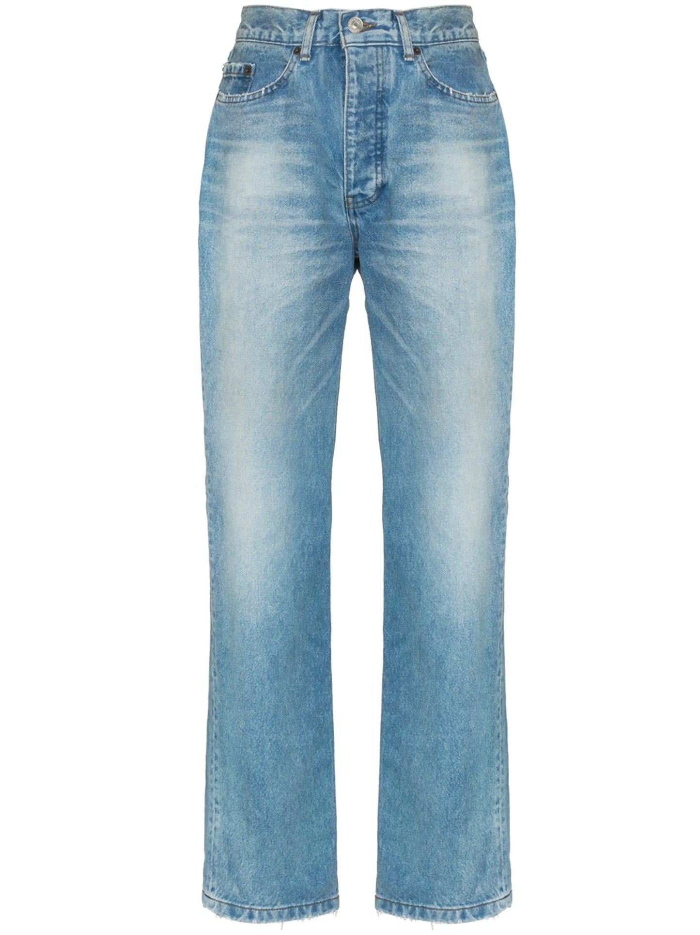 ripped straight-leg jeans