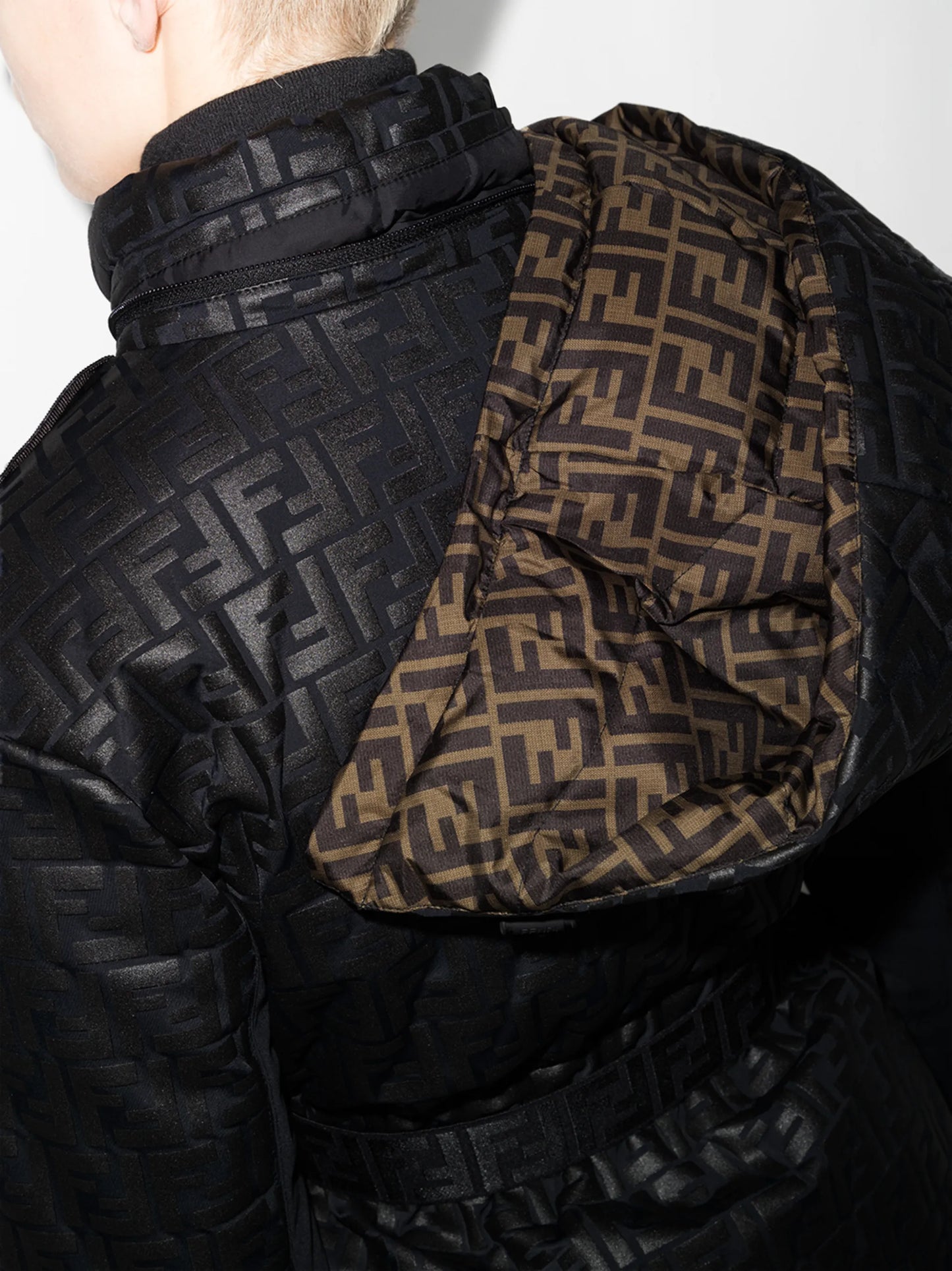reversible FF-embossed ski jacket