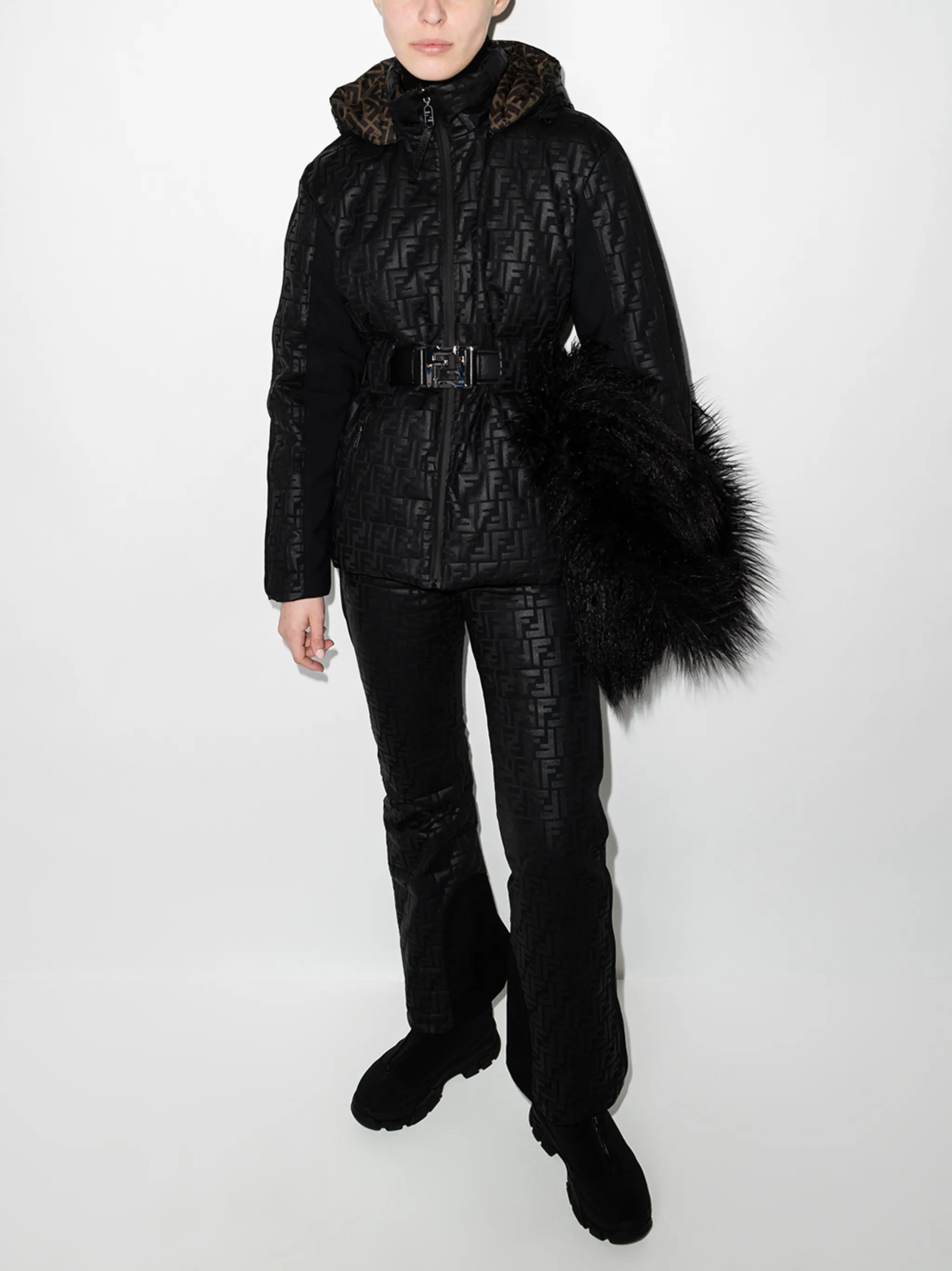reversible FF-embossed ski jacket
