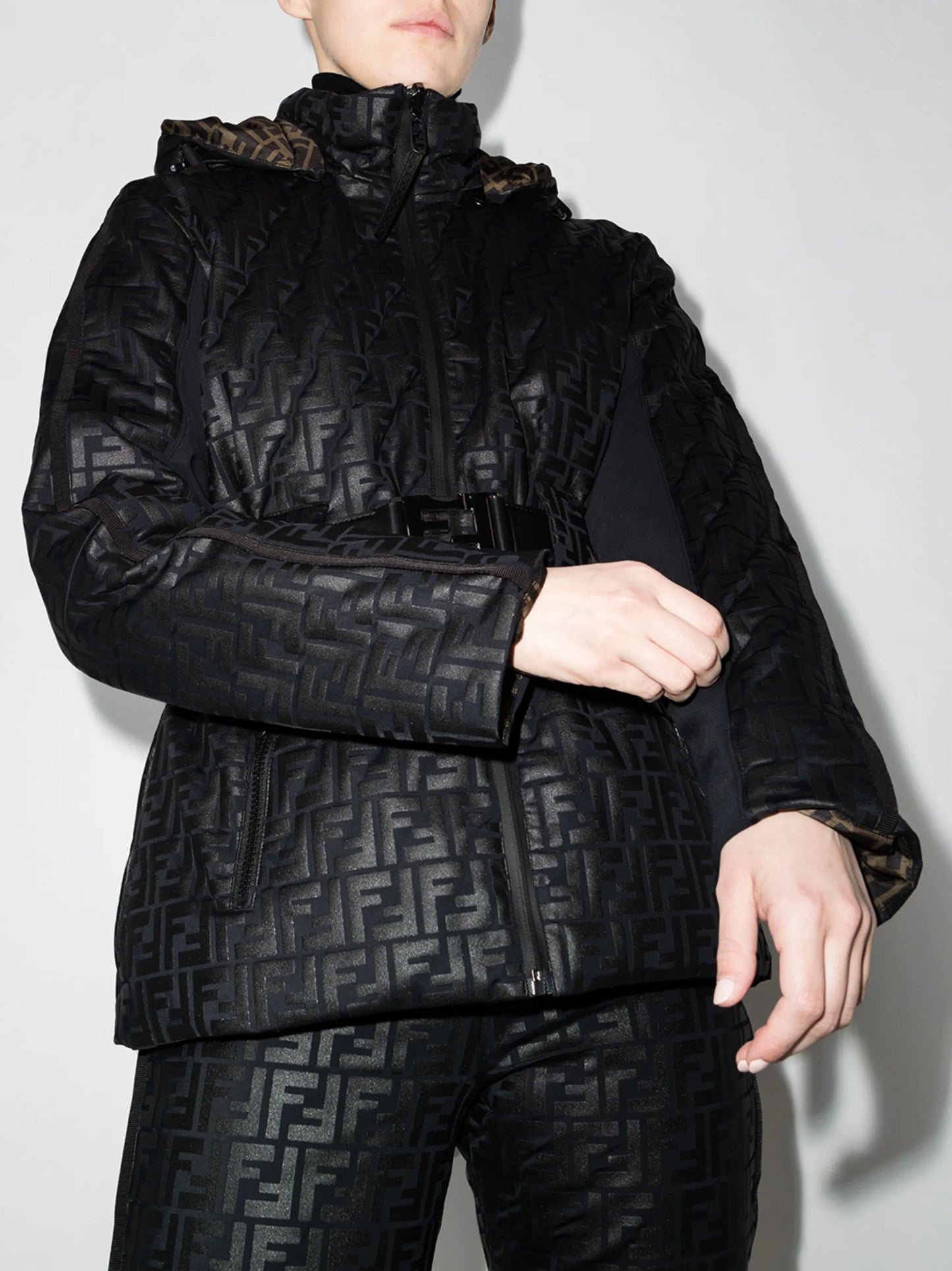 reversible FF-embossed ski jacket