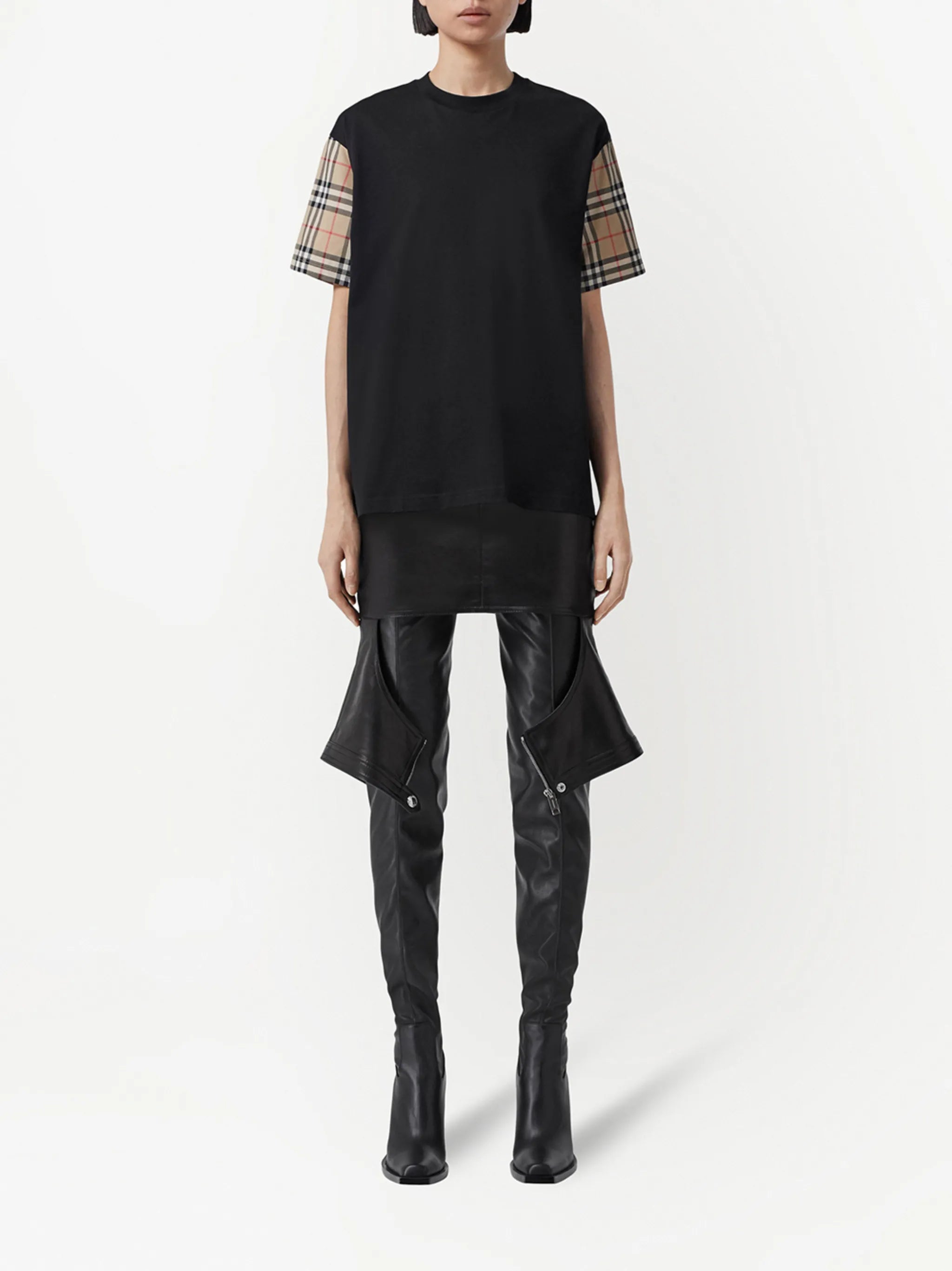 Vintage Check-sleeve T-shirt