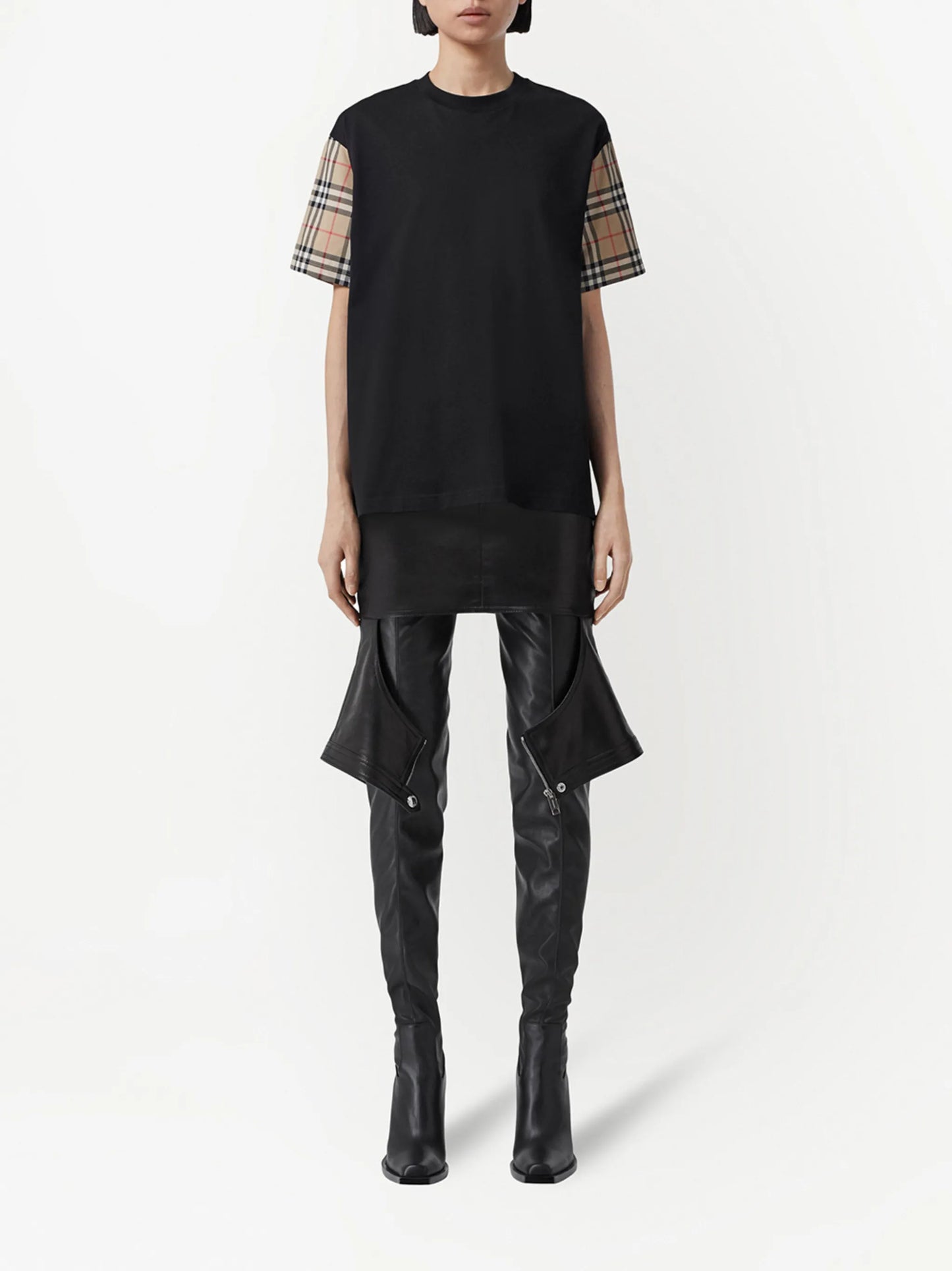 Vintage Check-sleeve T-shirt