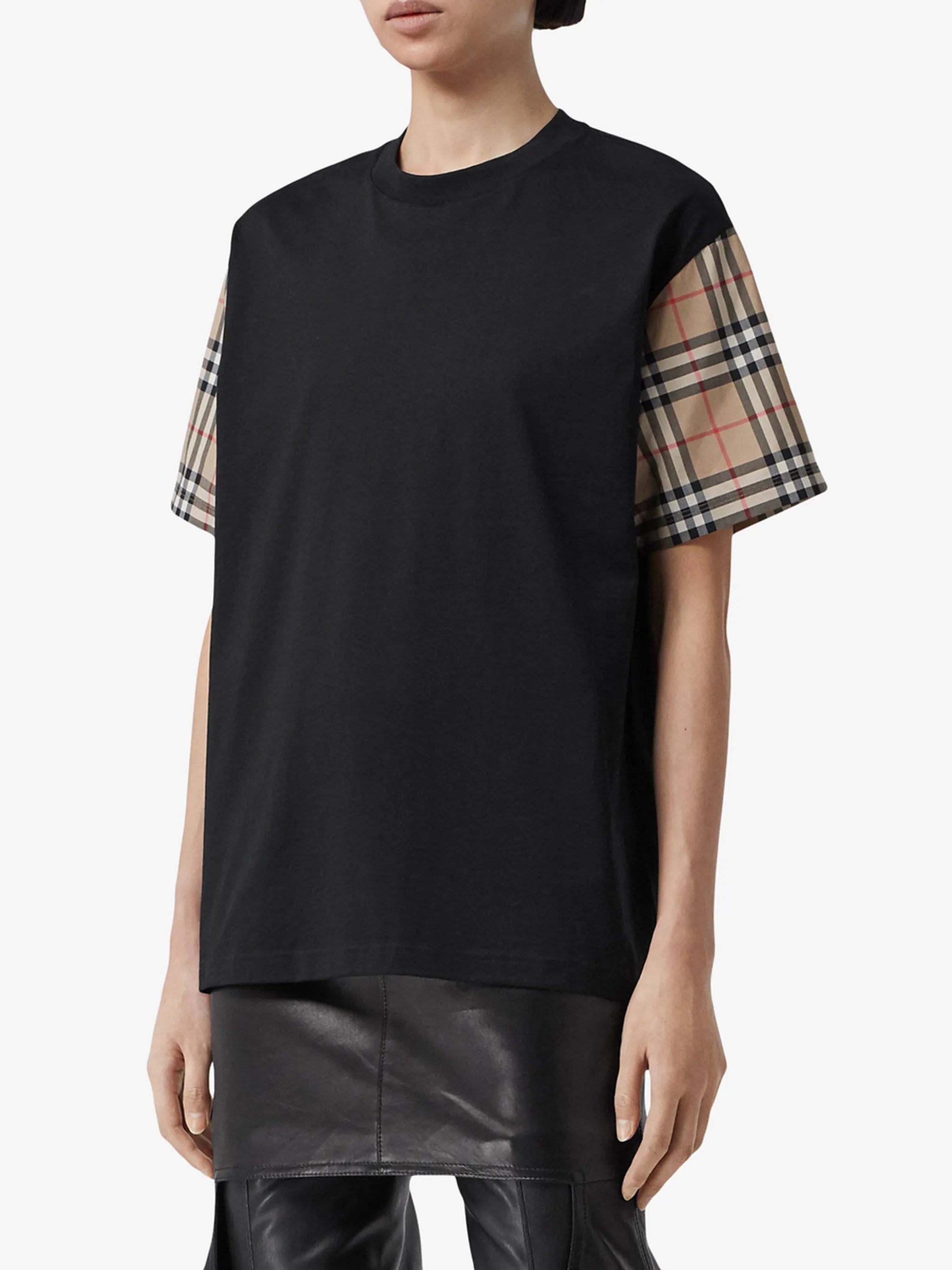 Vintage Check-sleeve T-shirt