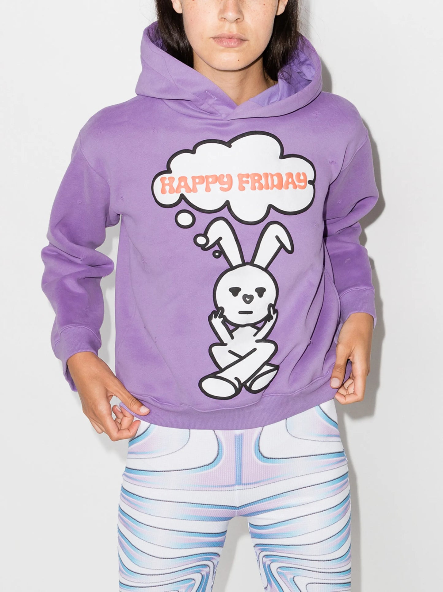 distressed happy friday hoodie