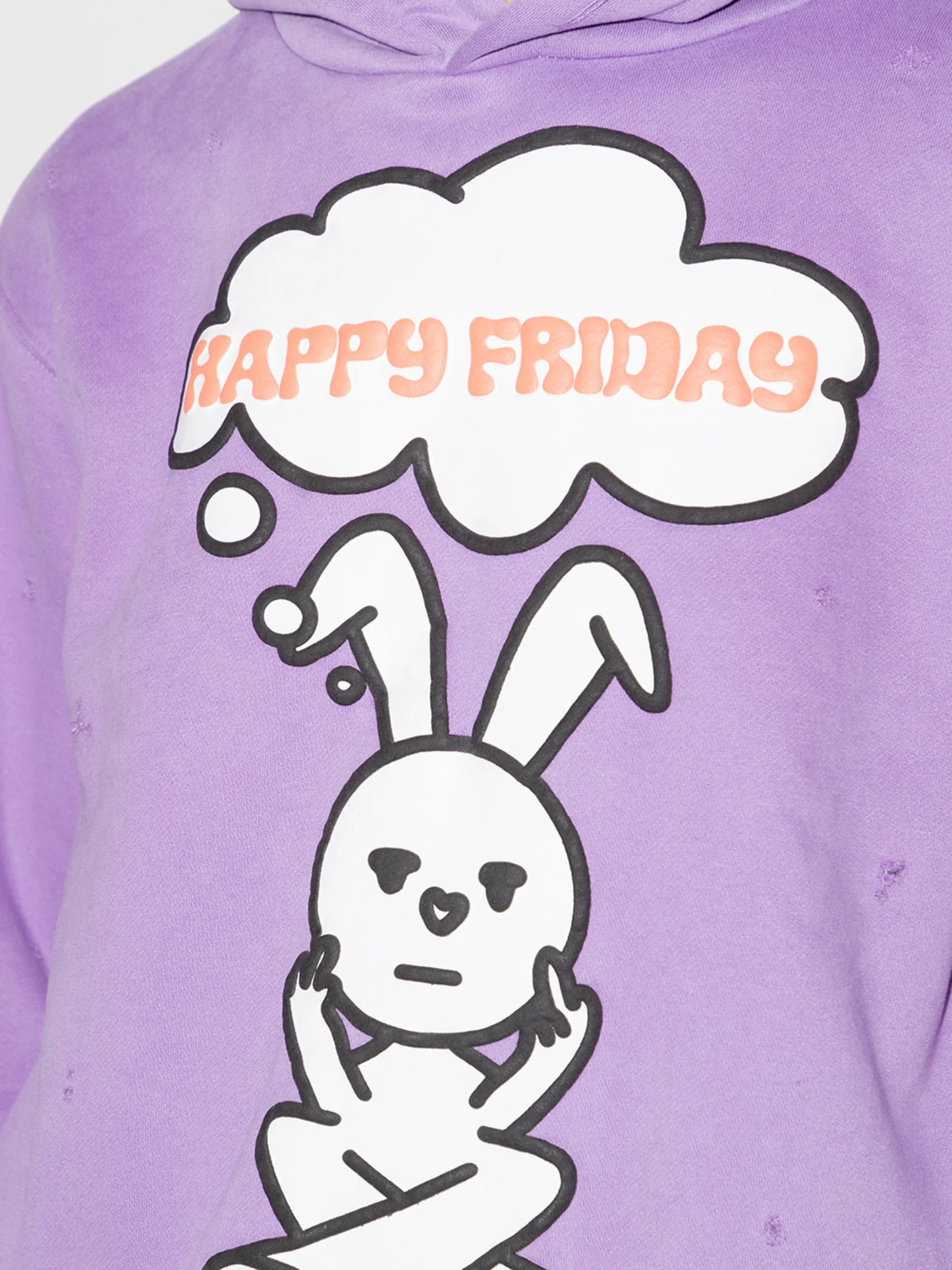 distressed happy friday hoodie