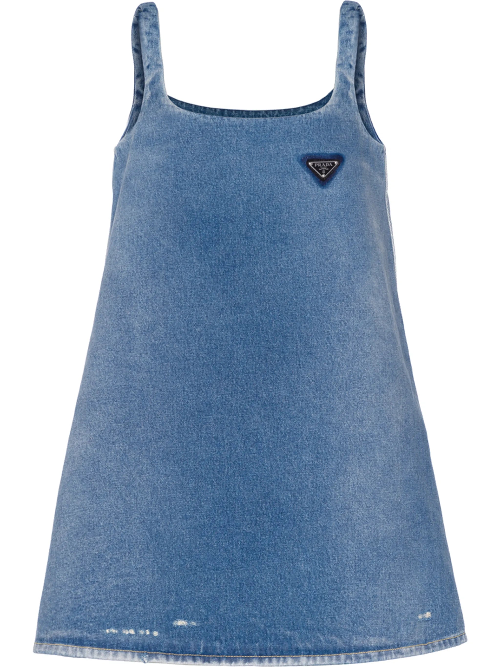 logo-plaque flared denim dress