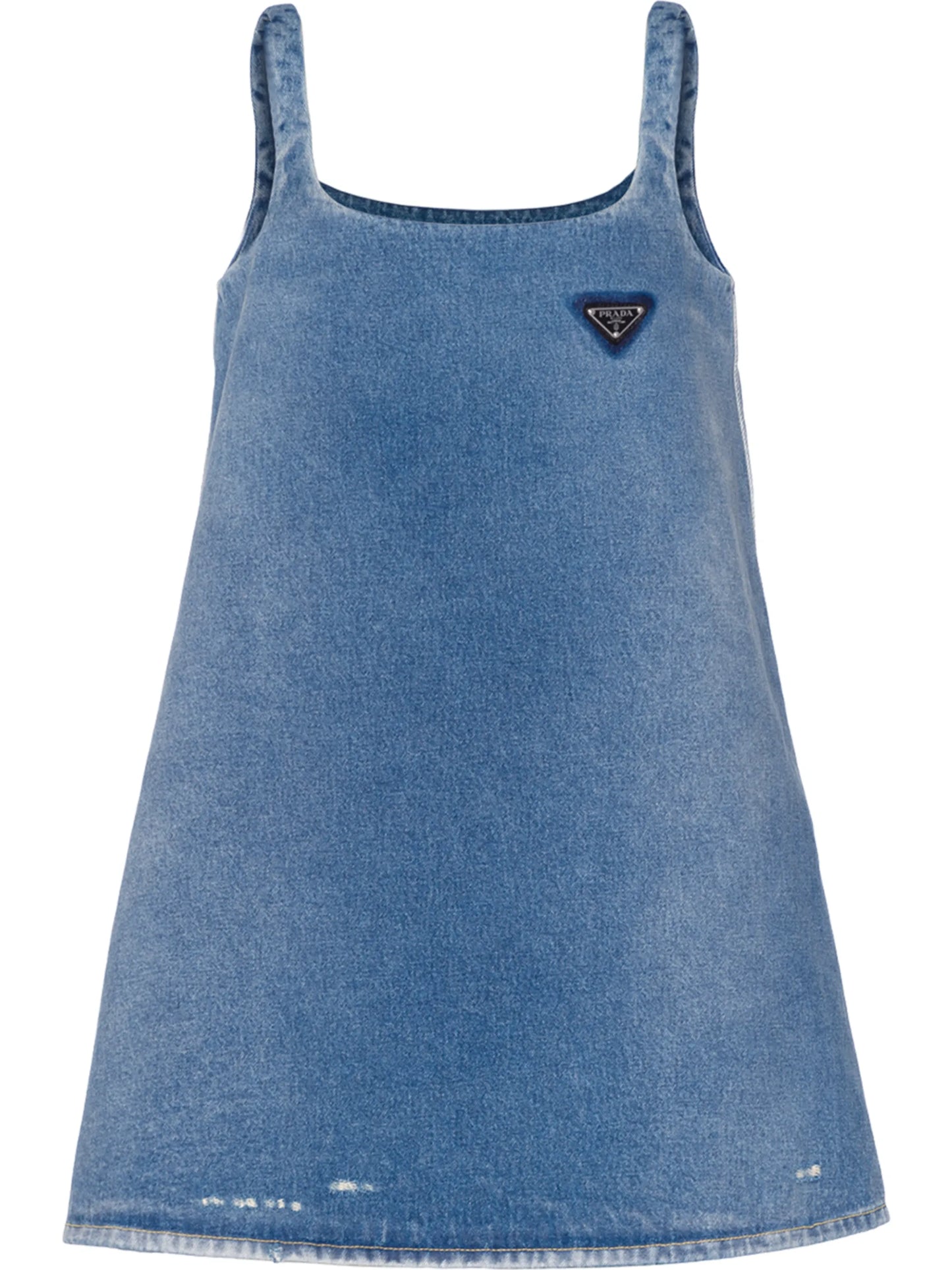 logo-plaque flared denim dress