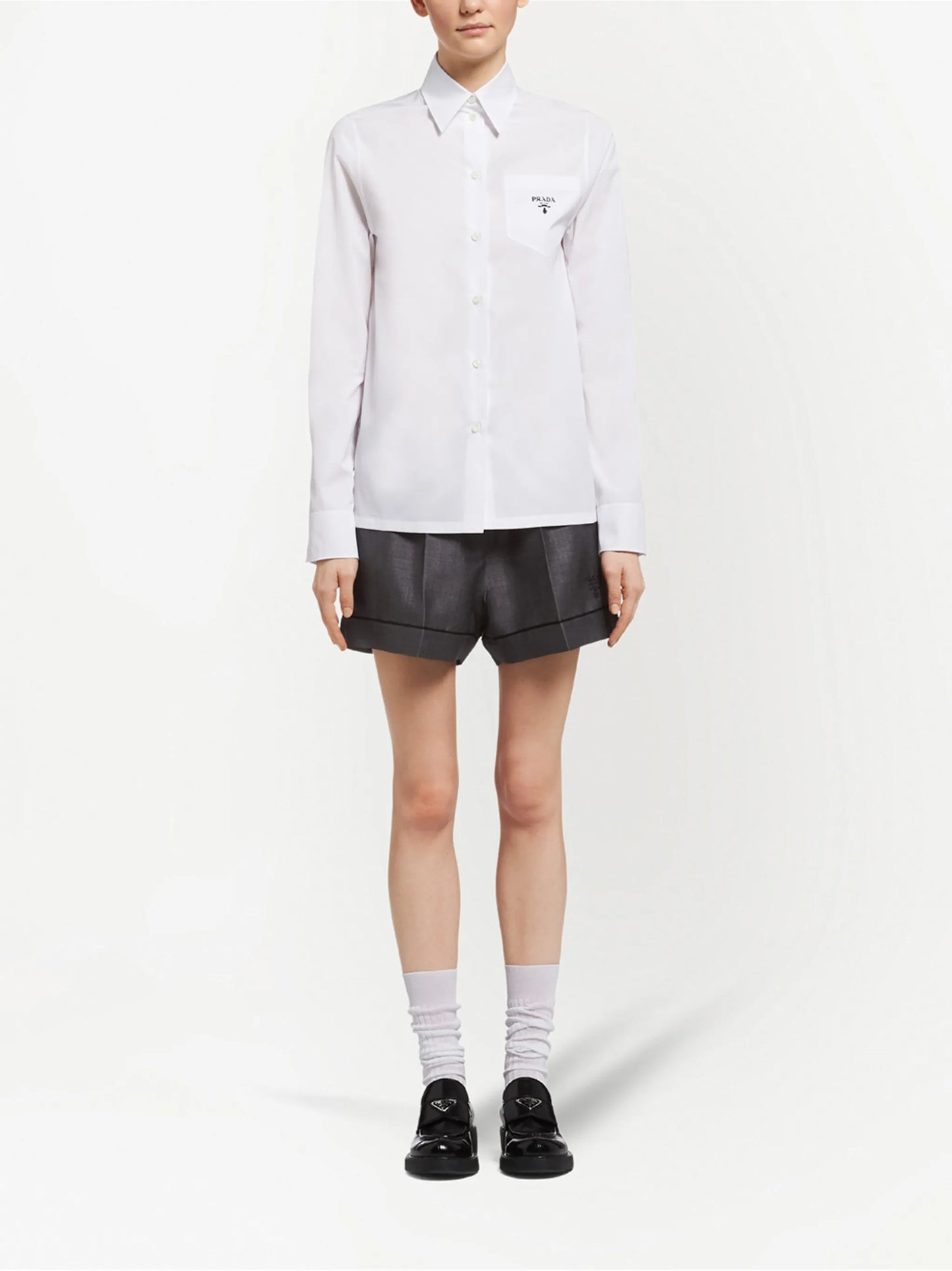 logo-print poplin shirt