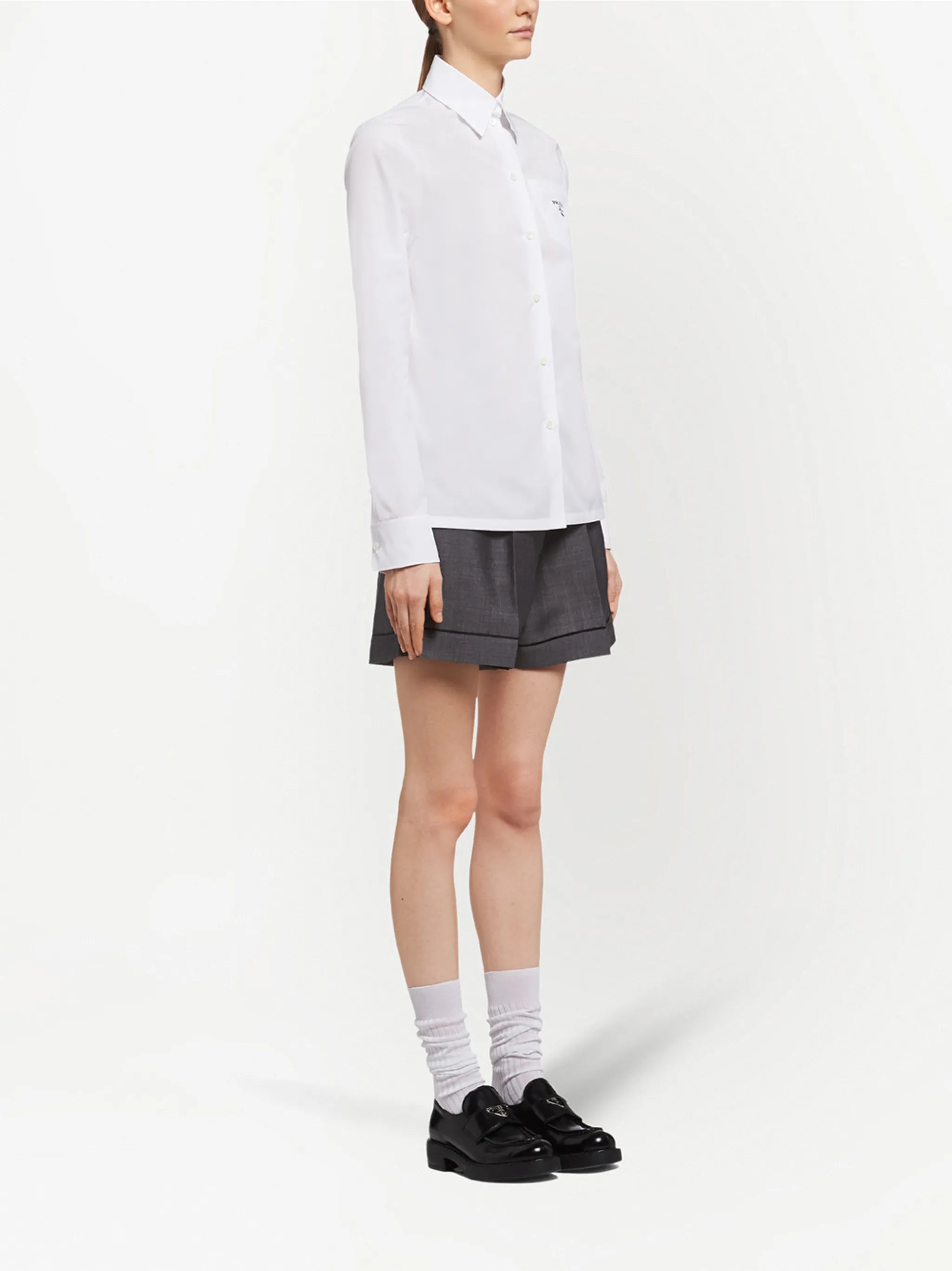 logo-print poplin shirt