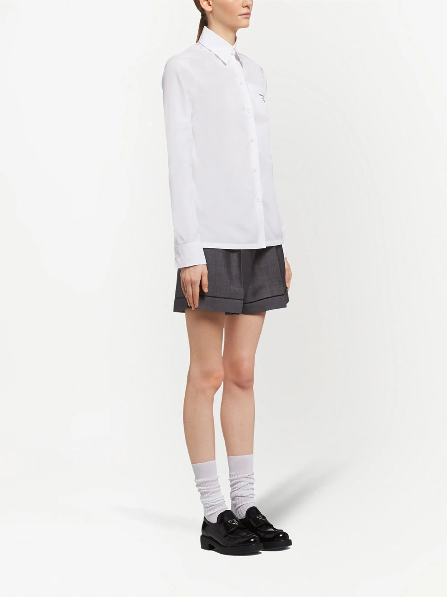 logo-print poplin shirt