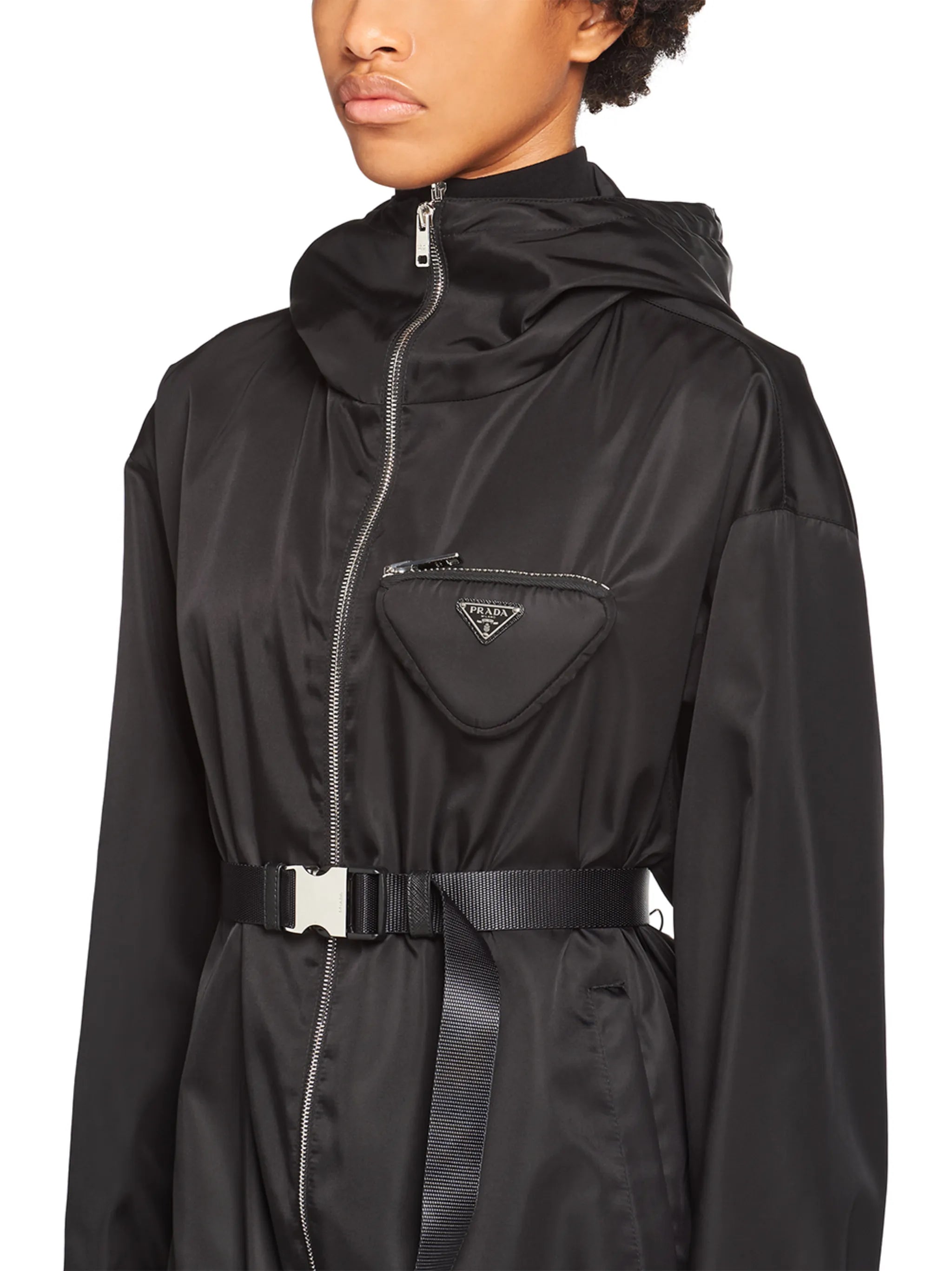 Re-Nylon pouch-detail hooded jacket