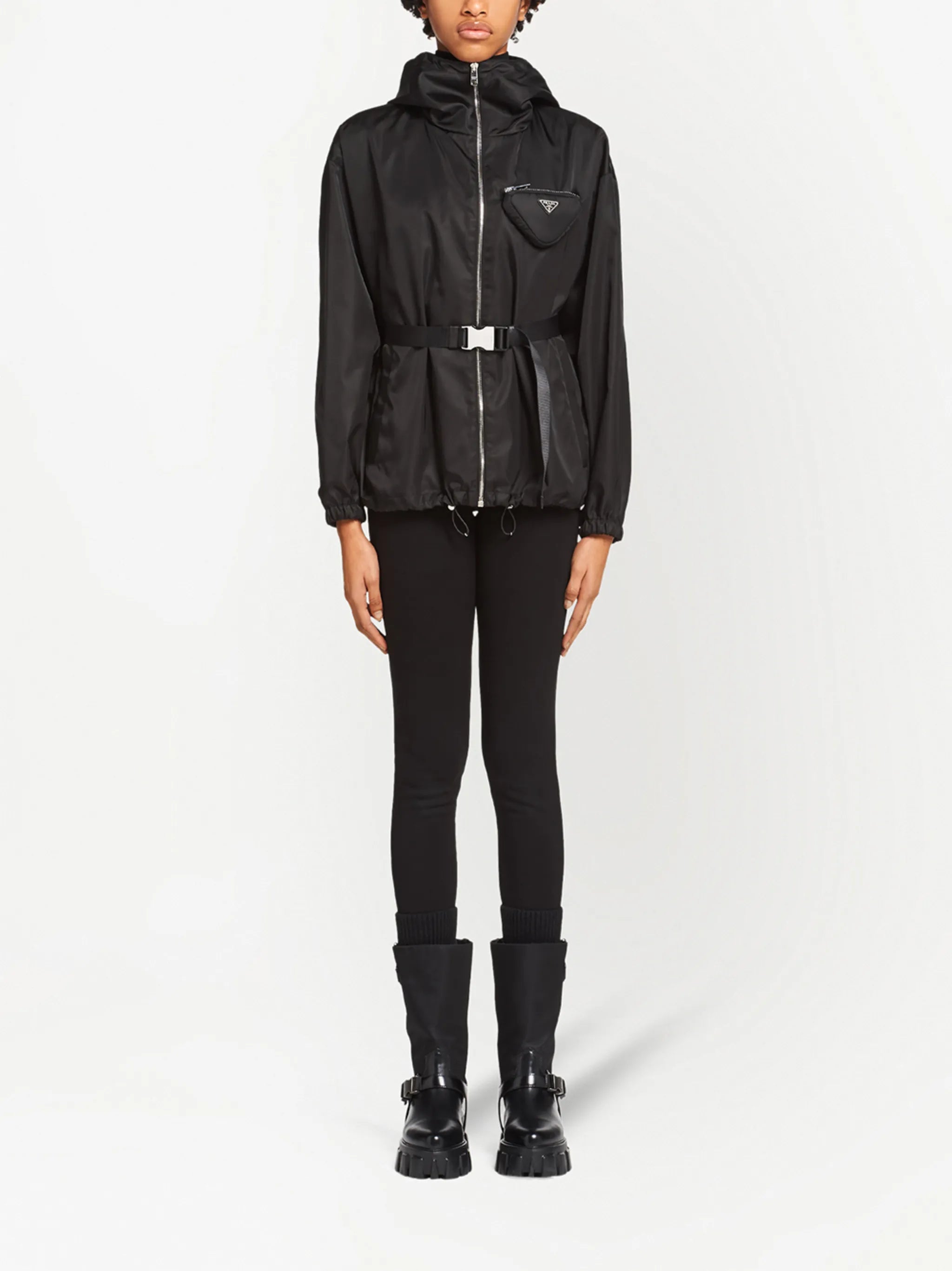 Re-Nylon pouch-detail hooded jacket