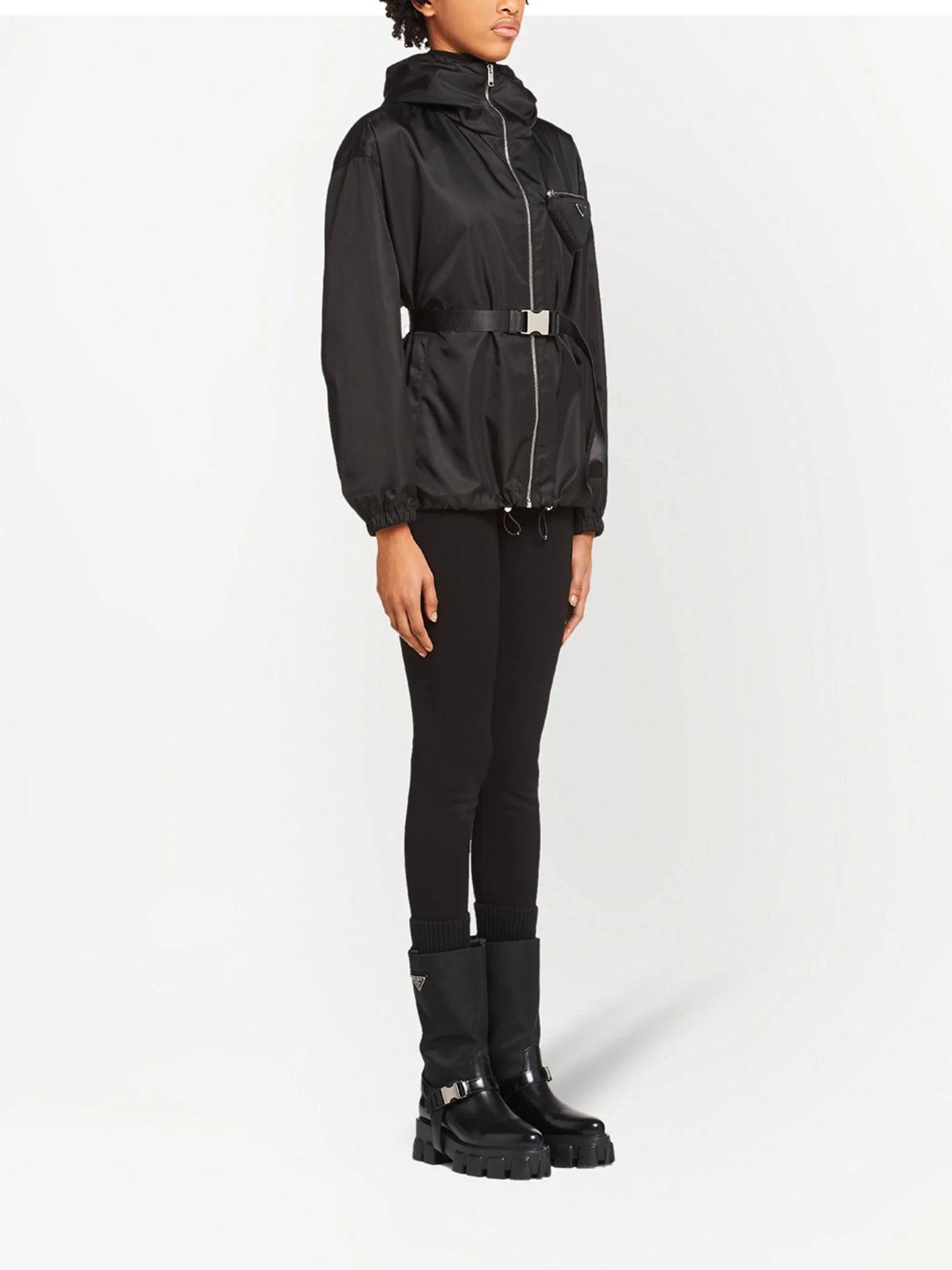 Re-Nylon pouch-detail hooded jacket