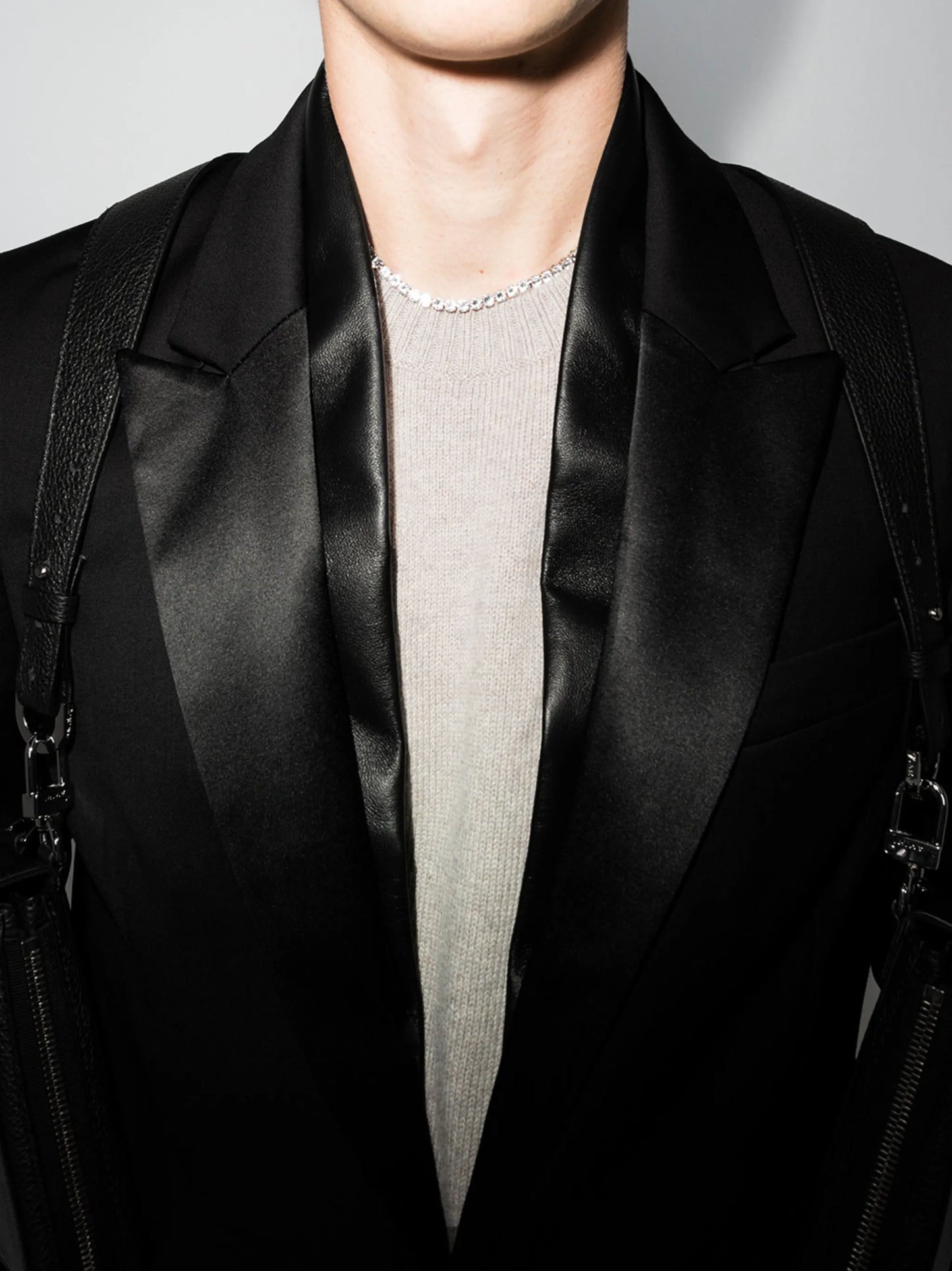Leather Scarf Blazer "Black"