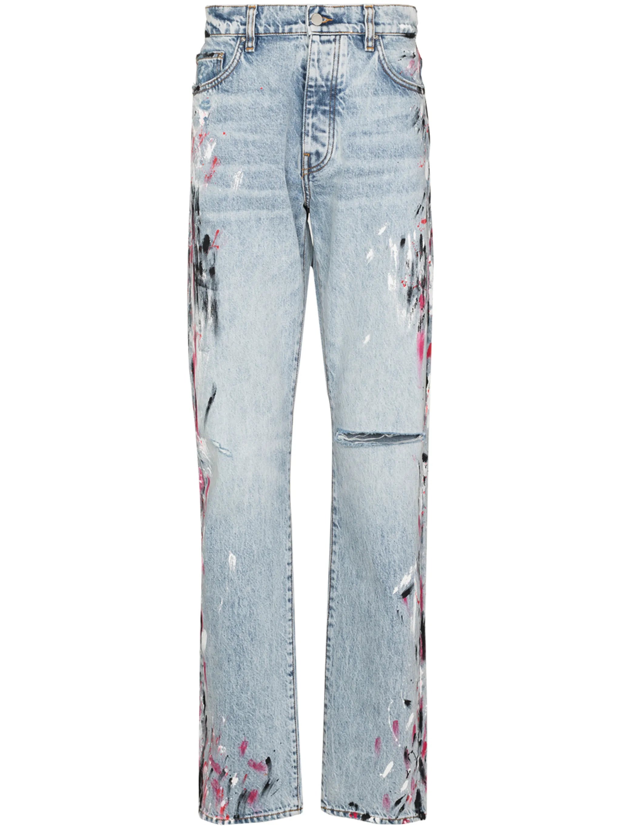 paint-splatter straight-leg jeans