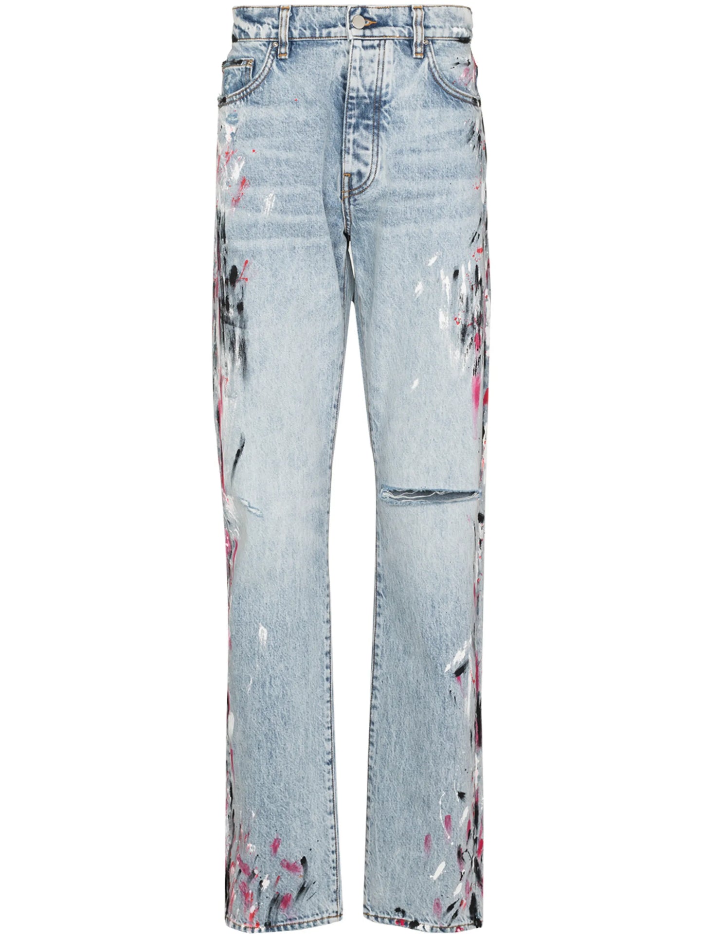 paint-splatter straight-leg jeans