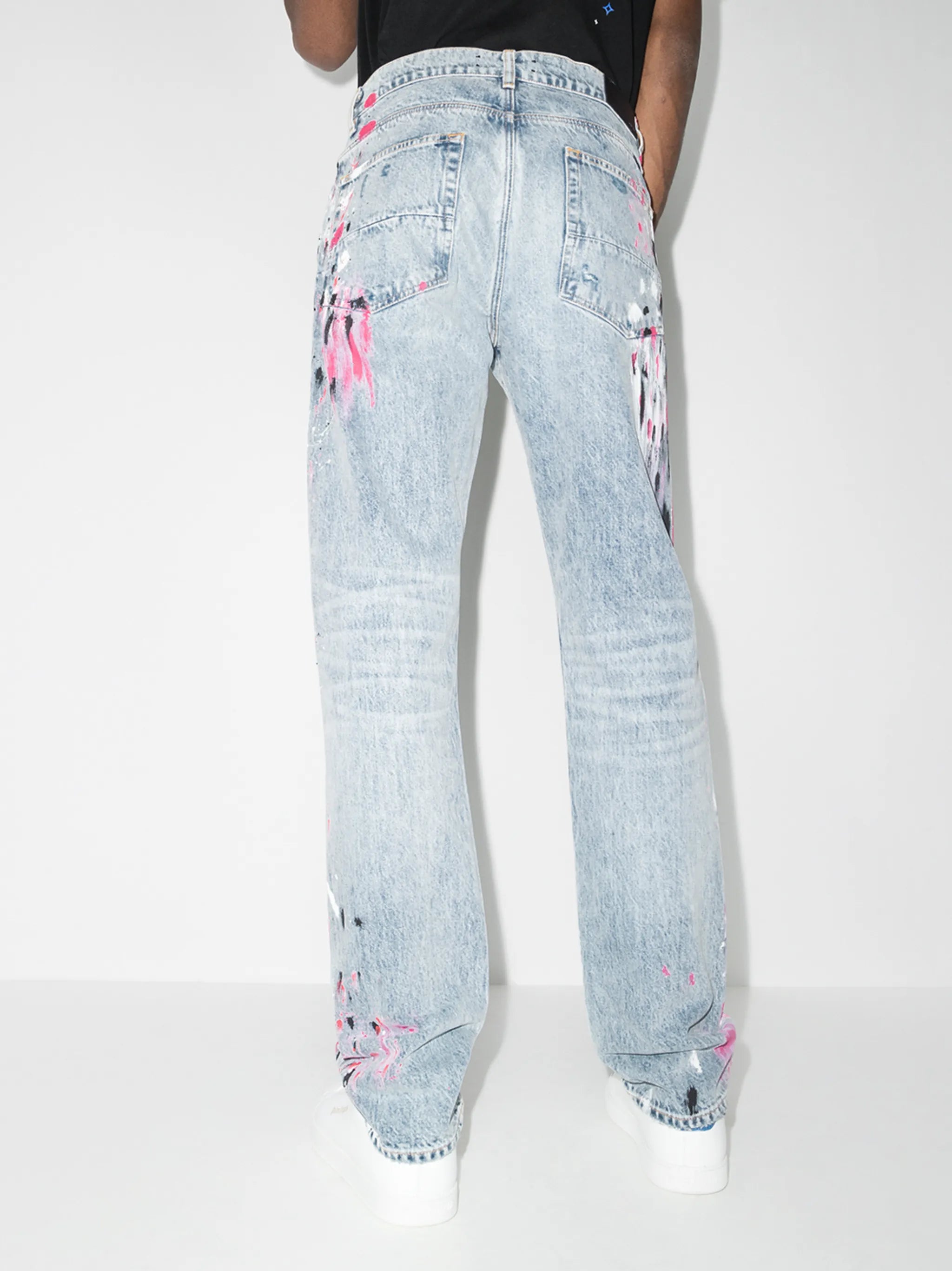 paint-splatter straight-leg jeans