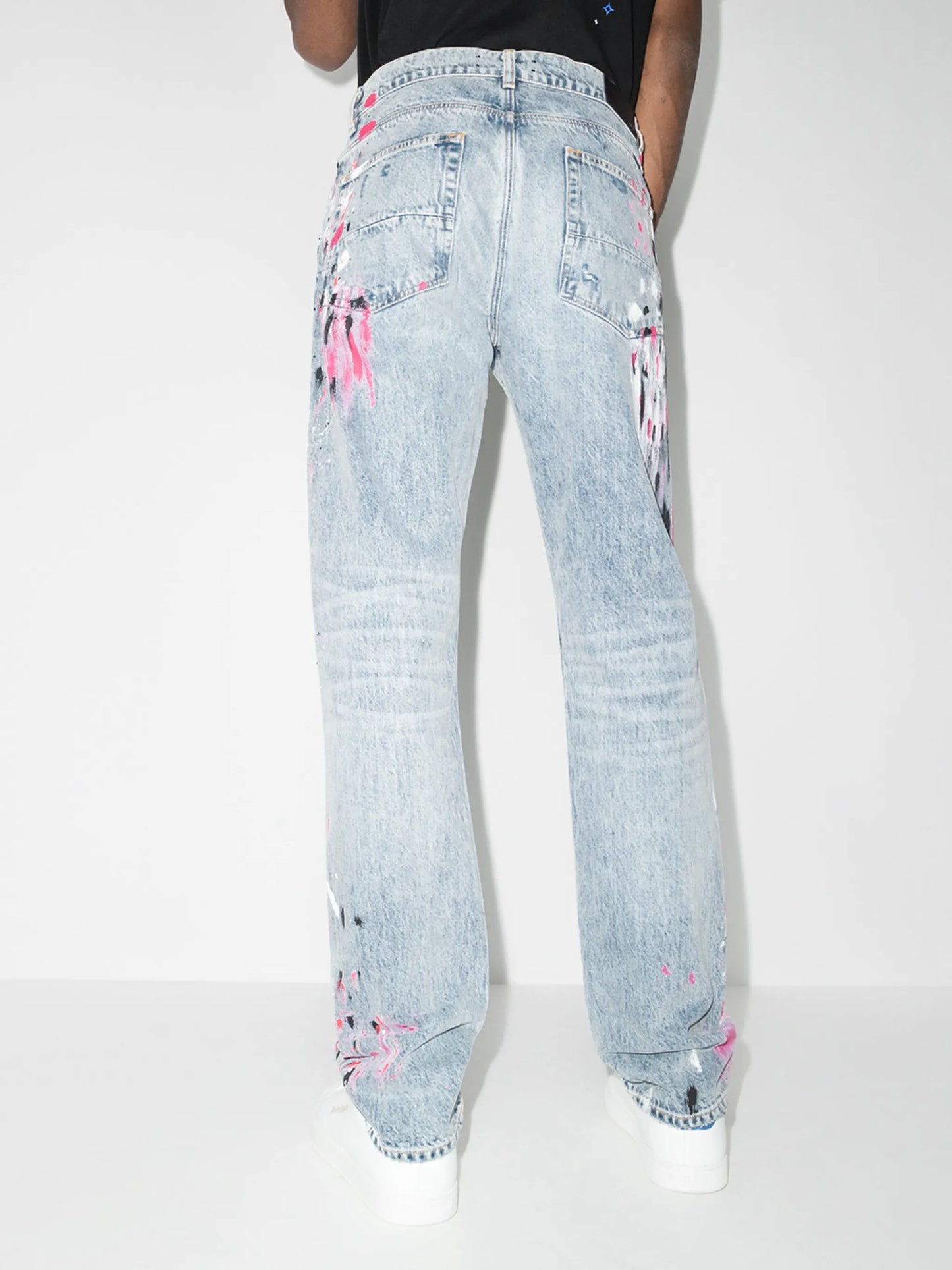 paint-splatter straight-leg jeans
