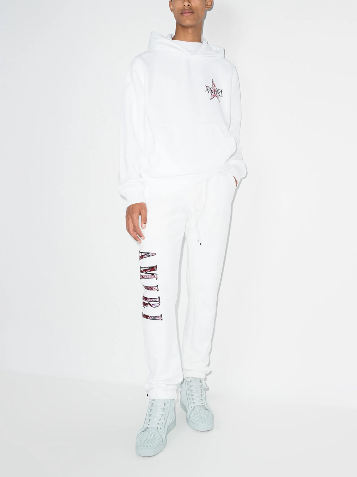 paisley-logo cotton track pants