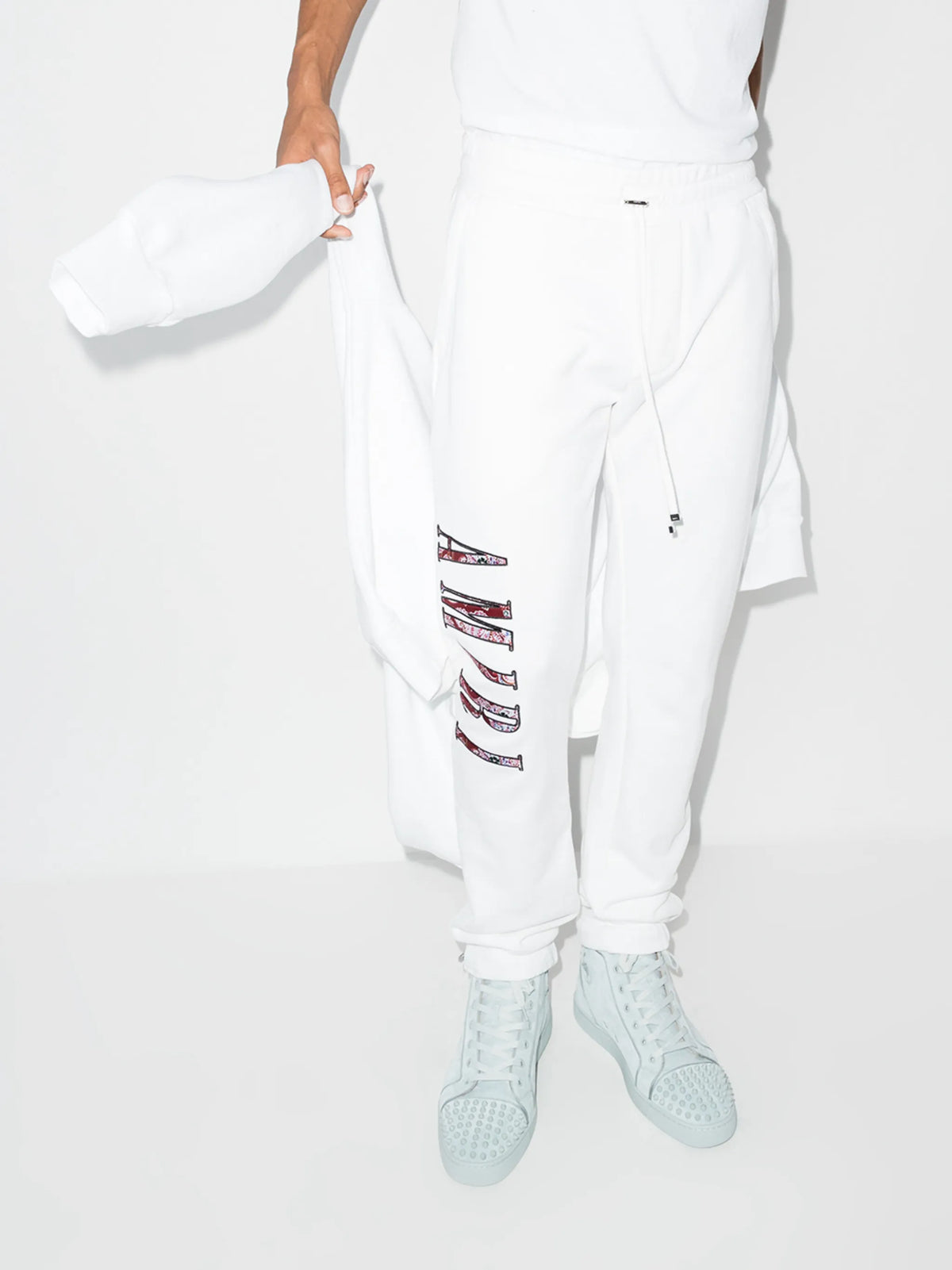 paisley-logo cotton track pants