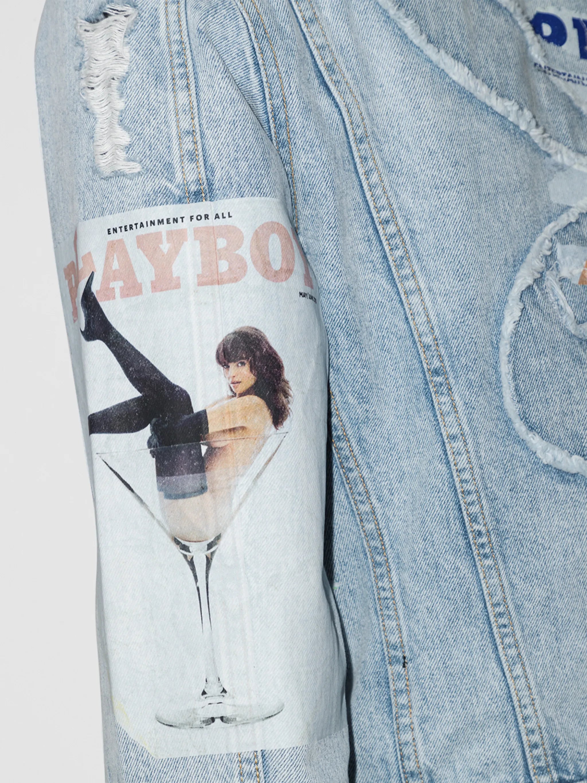 x Playboy distressed-finish denim jacket