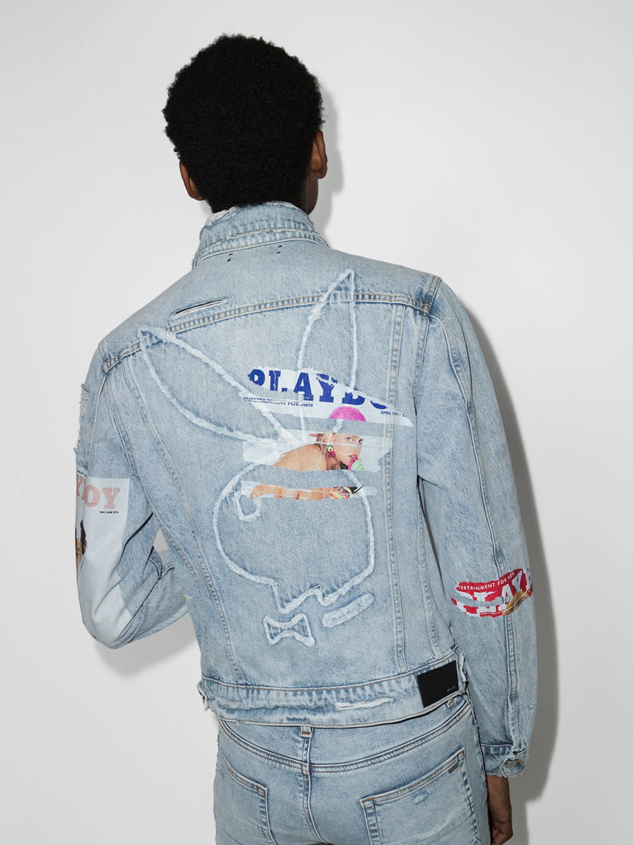 x Playboy distressed-finish denim jacket