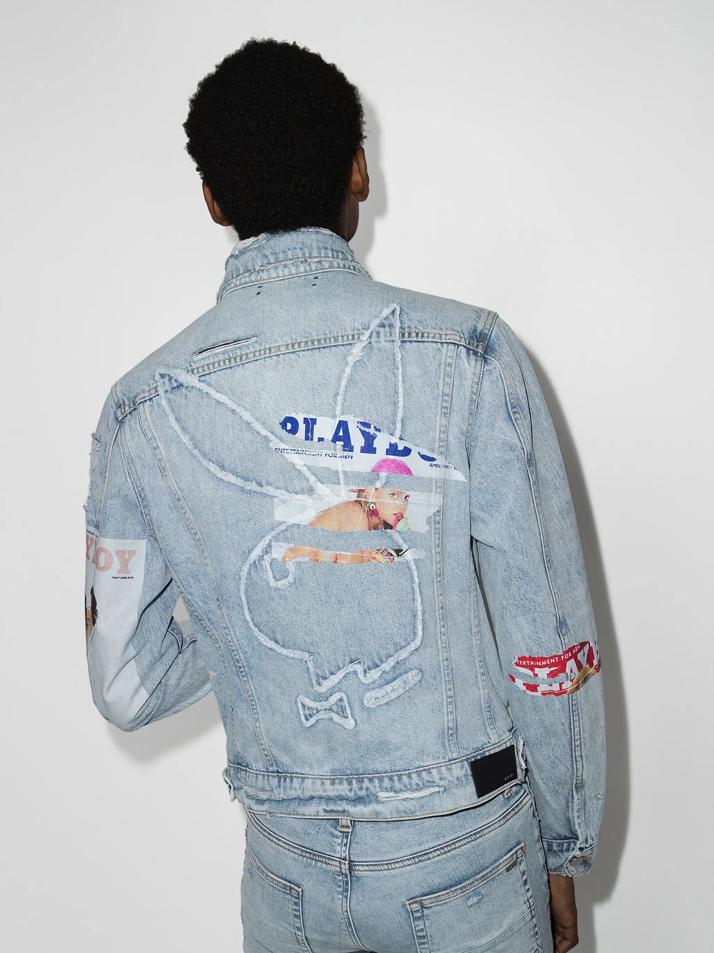 x Playboy distressed-finish denim jacket
