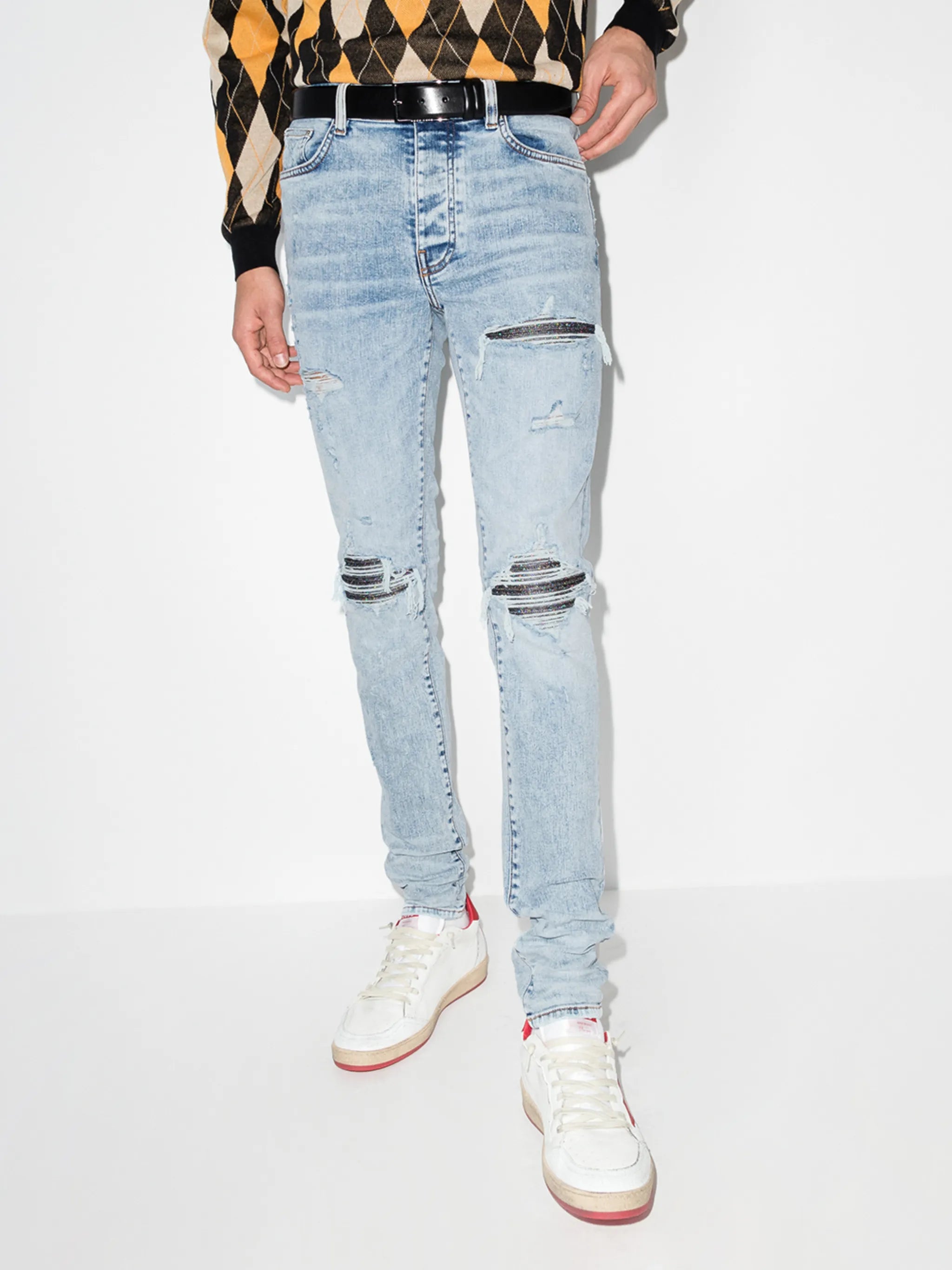 ripped-finish skinny jeans