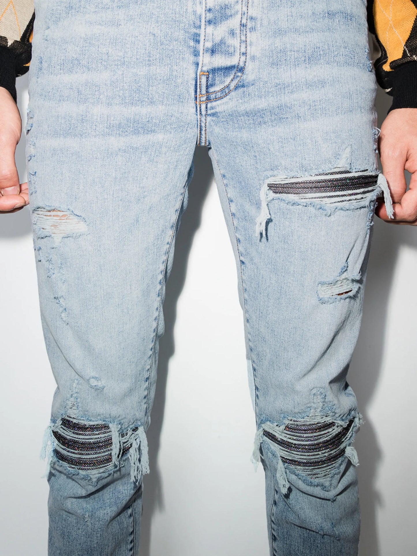 ripped-finish skinny jeans