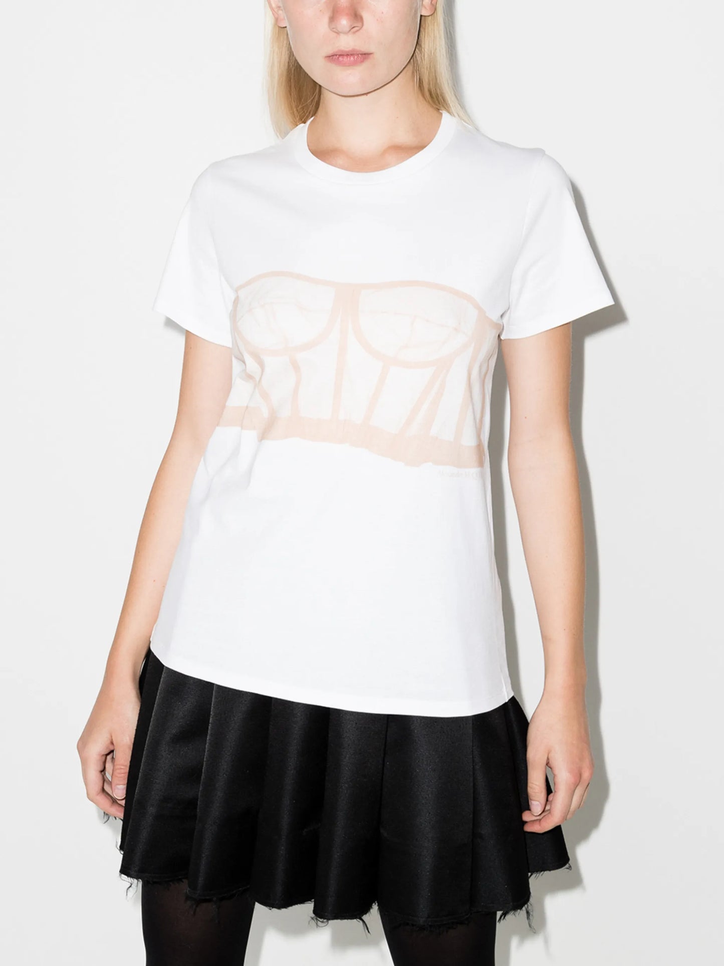 bustier print short-sleeve T-shirt
