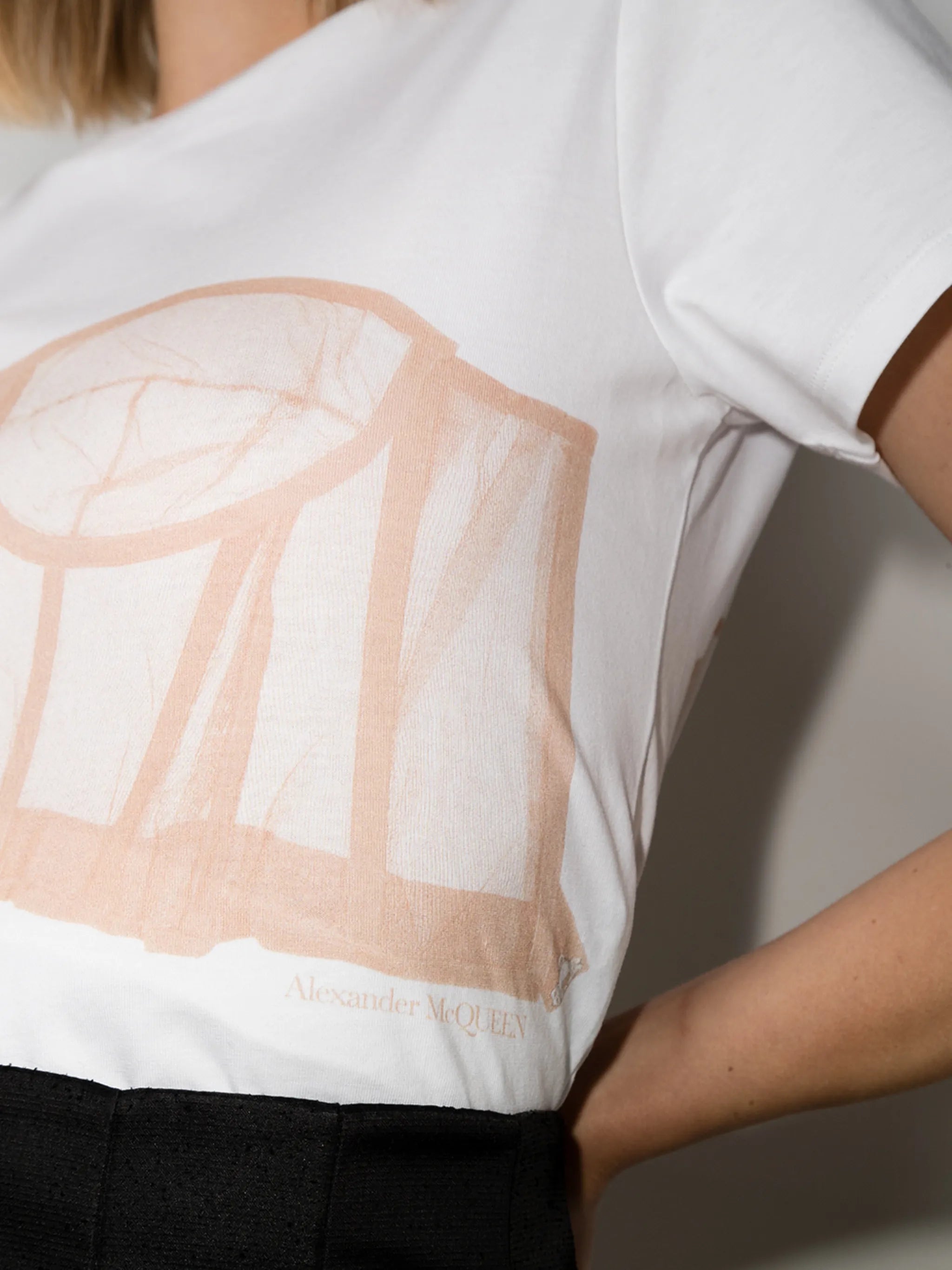 bustier print short-sleeve T-shirt